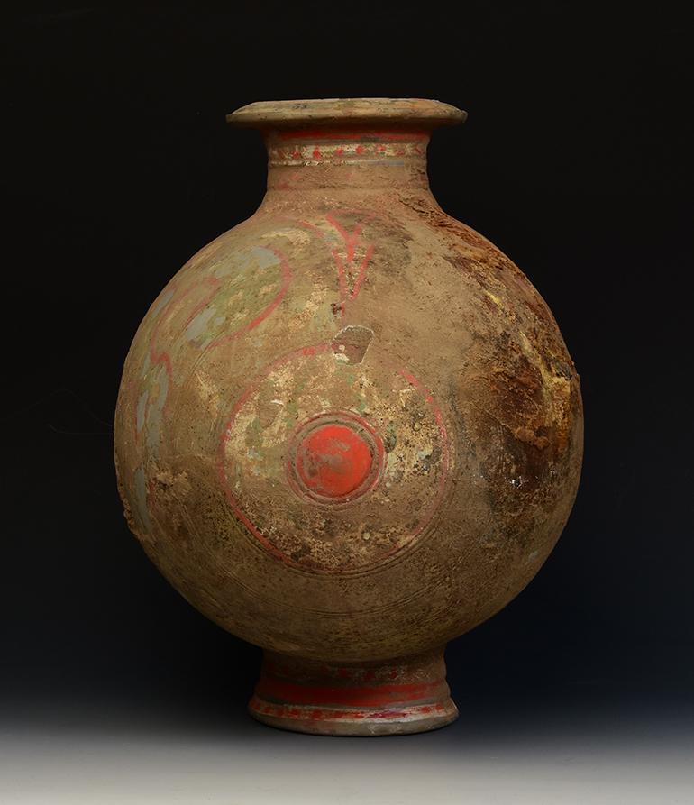 Dinastía Han, Antigua Jarra de Capullo de Cerámica China Pintada Alfarería en venta