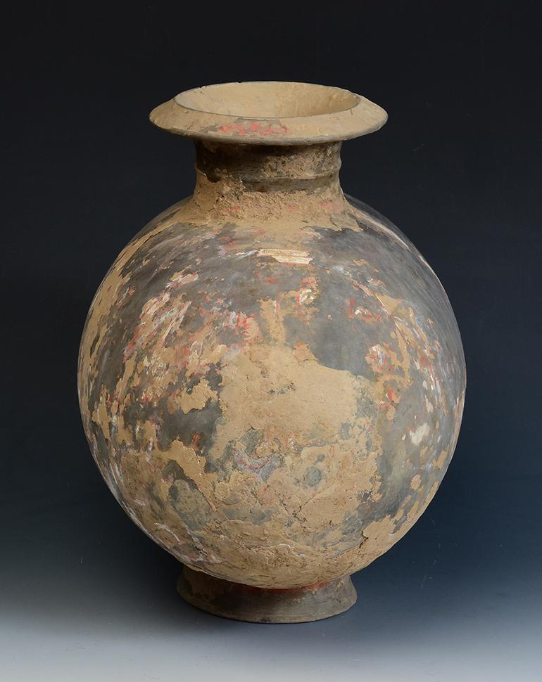 Han Dynasty, Antique Chinese Painted Pottery Cocoon Jar For Sale 3