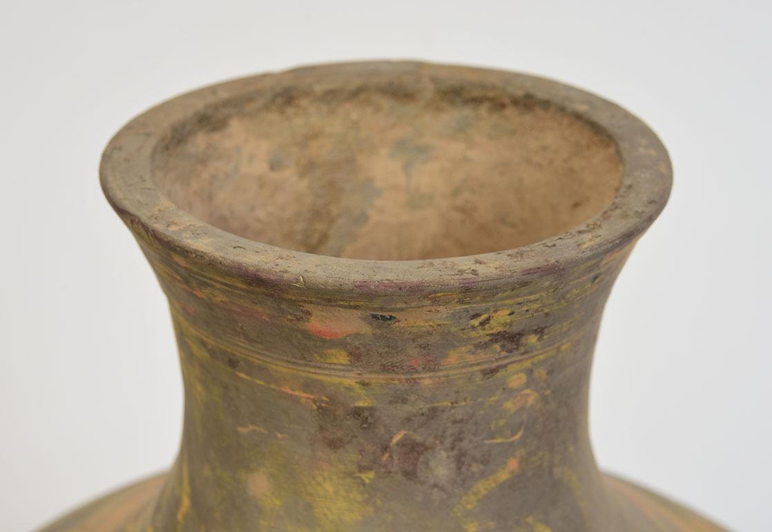Chinese painted pottery jar.

Age: China, Han Dynasty, 206 B.C. - A.D.220
Size: height 25 c.m. / width 22 c.m.
Condition: Well-preserved old burial condition overall with some amount of soil adhering.

100% Satisfaction and authenticity