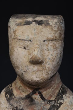 Han Dynasty, Antique Chinese Pottery Attendant Figurine
