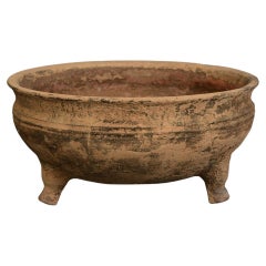 Support de bol à trois pieds en poterie chinoise ancienne de la dynastie Han