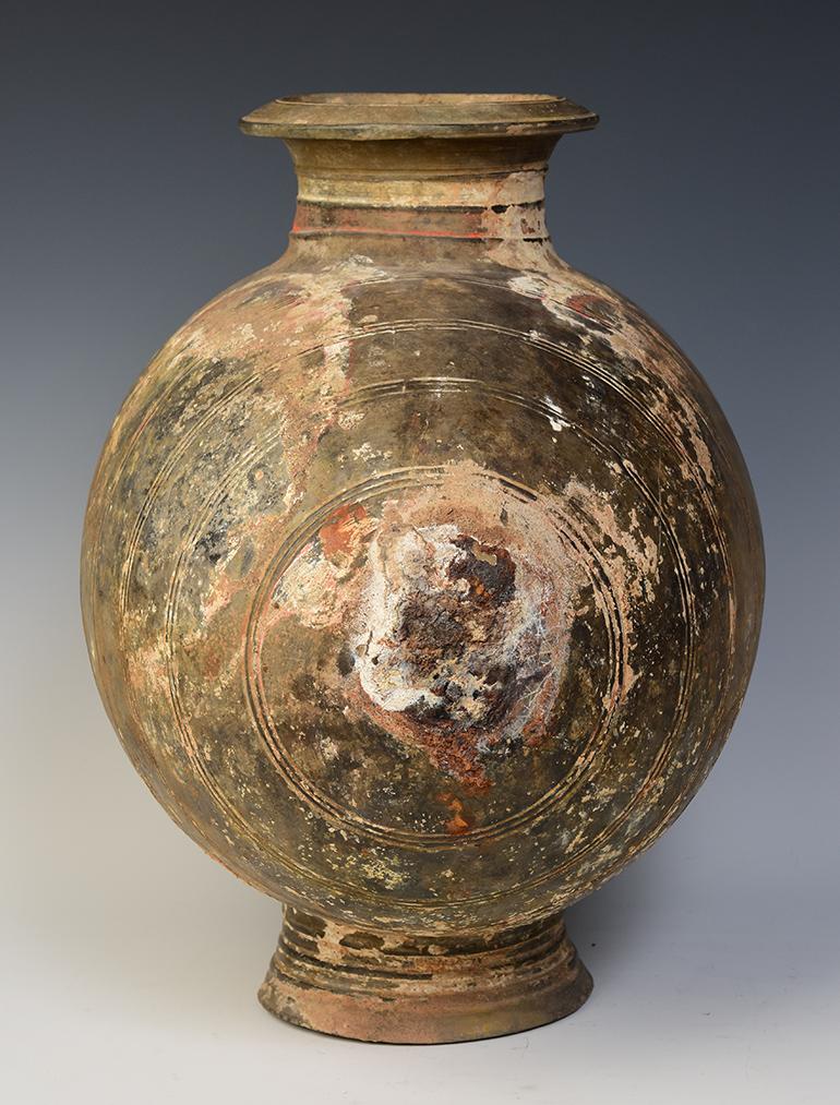 18th Century and Earlier Han Dynasty, Antique Chinese Pottery Cocoon Jar For Sale