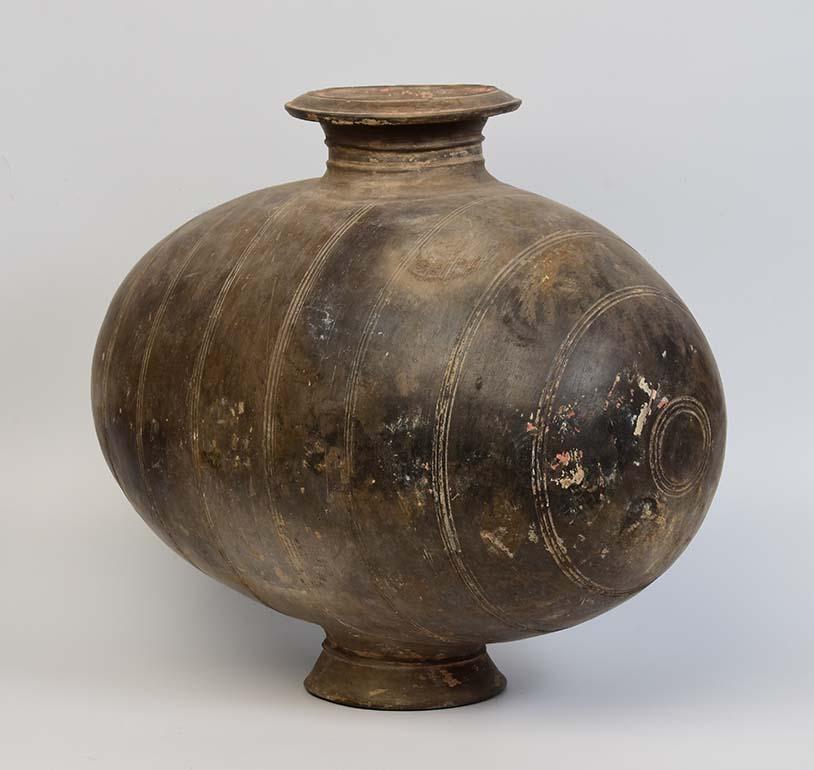 18th Century and Earlier Han Dynasty, Antique Chinese Pottery Cocoon Jar For Sale