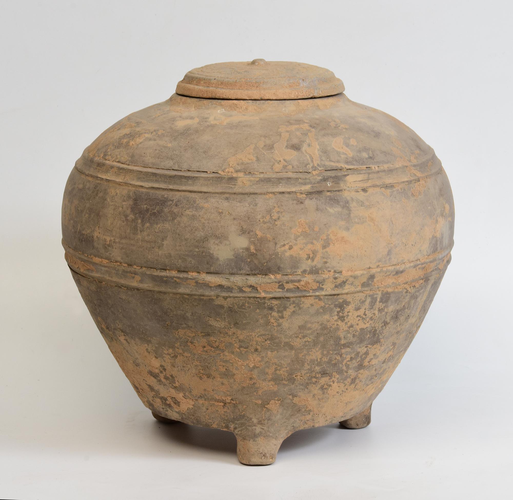 Han Dynasty, Antique Chinese Pottery Granary Covered Jar For Sale 1