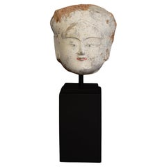 Dinastia Han, antica ceramica cinese Testa di dama di corte con supporto