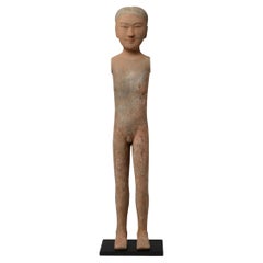Dynastie Han, vieil homme bâton de poterie chinoise ancienne