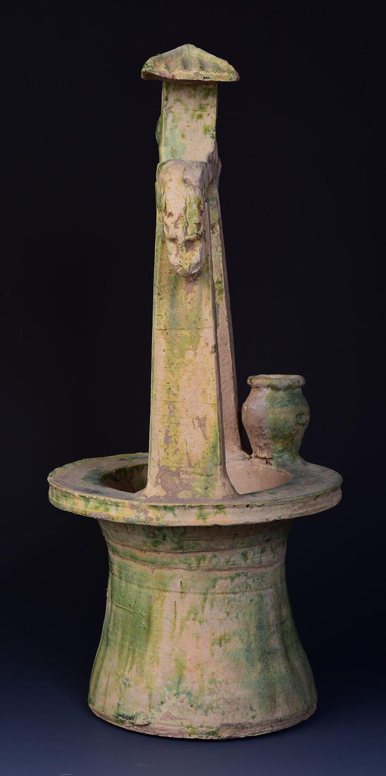 Han Dynasty, Chinese Green Glazed Pottery Model of Well with Dragon Heads 5