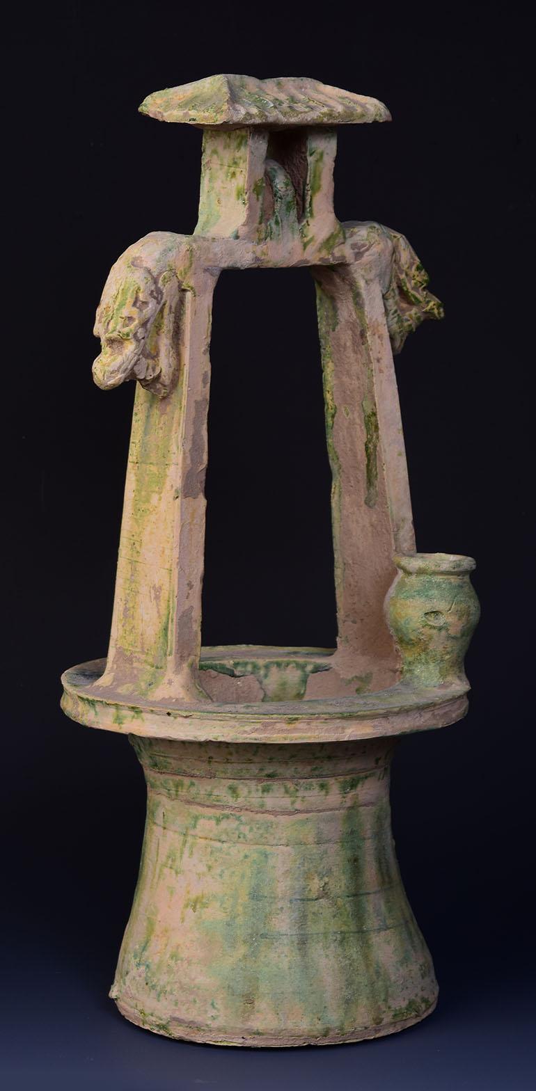 Han Dynasty, Chinese Green Glazed Pottery Model of Well with Dragon Heads 6