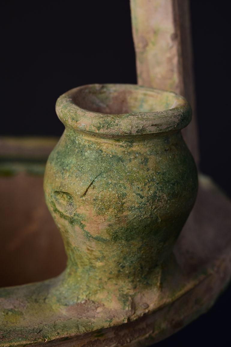 18th Century and Earlier Han Dynasty, Chinese Green Glazed Pottery Model of Well with Dragon Heads