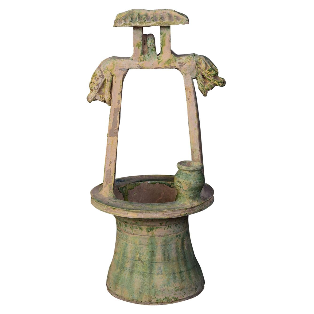 Han Dynasty, Chinese Green Glazed Pottery Model of Well with Dragon Heads