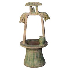 Han Dynasty, Chinese Green Glazed Pottery Model of Well with Dragon Heads