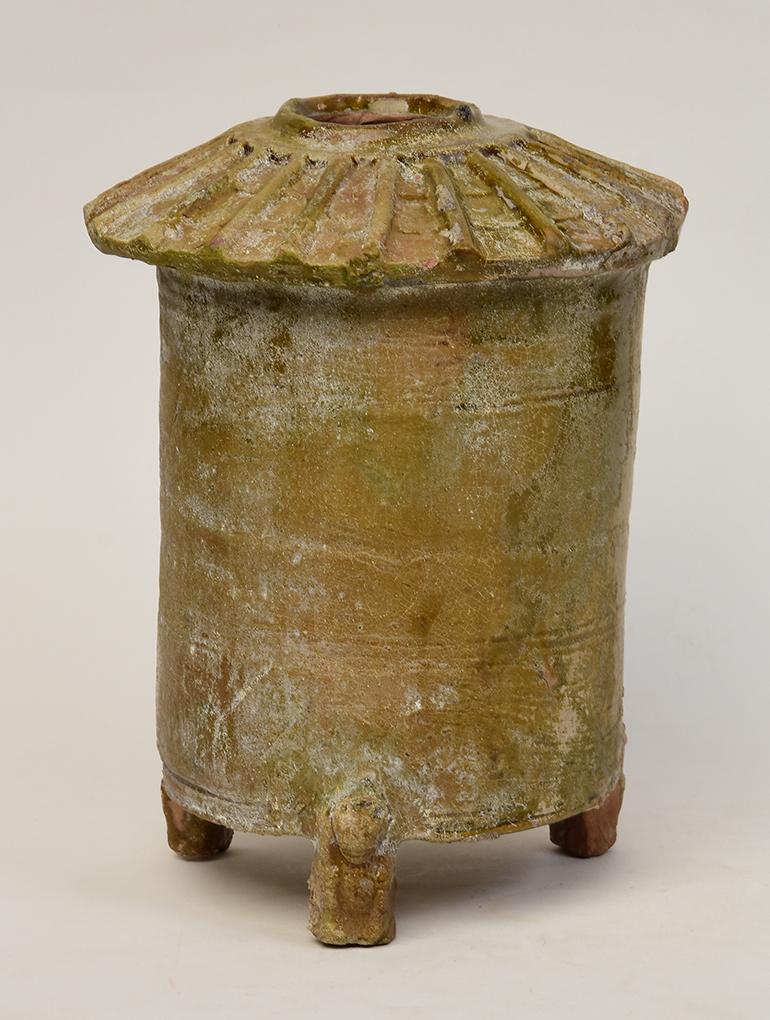 18th Century and Earlier Han Dynasty, Antique Chinese Brown Glazed Pottery Granary Jar For Sale