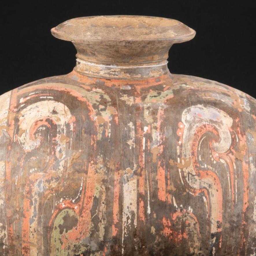 Chinese Han Dynasty Cocoon Pottery Decorated Jar