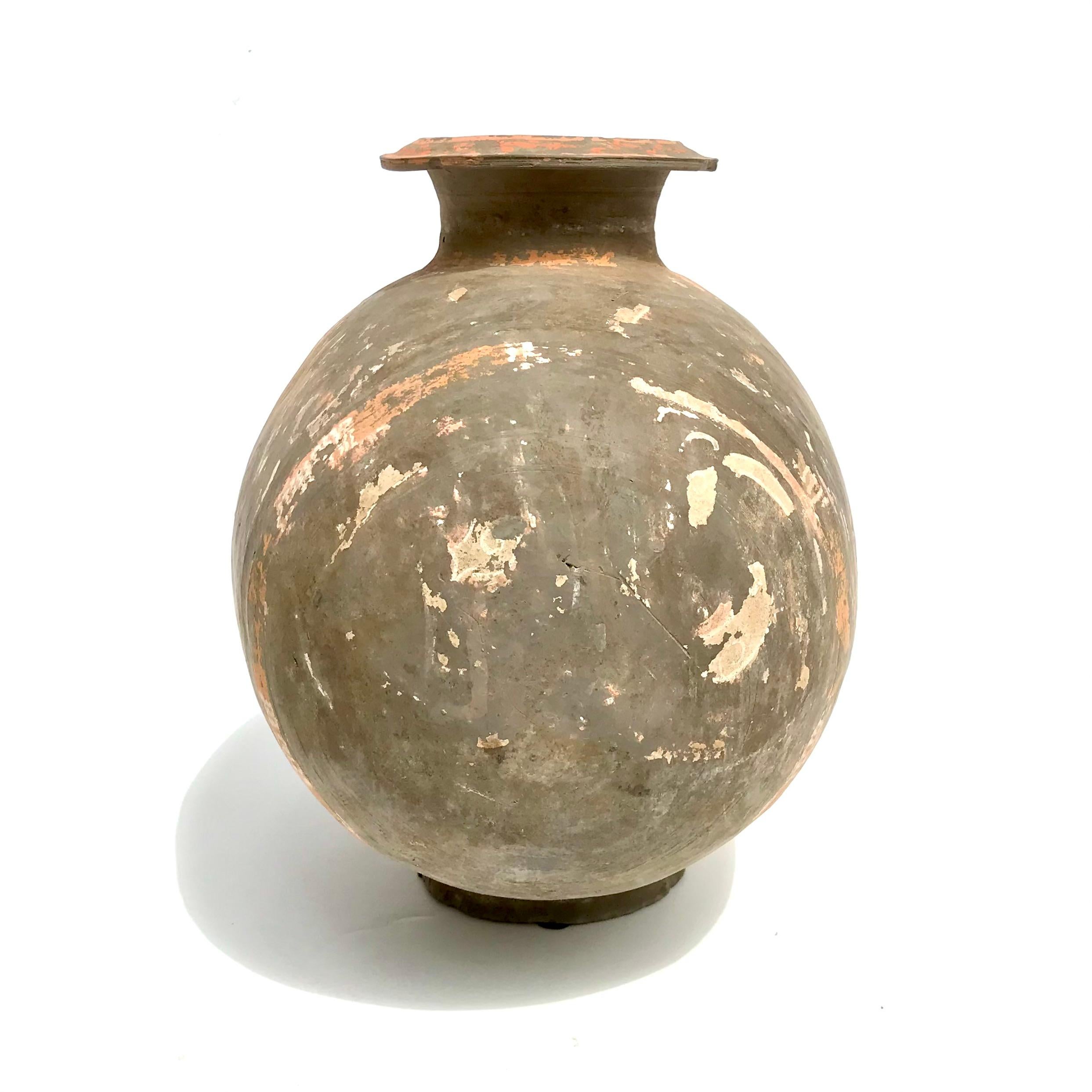 Hand-Crafted Han Dynasty Earthenware Cocoon Jar For Sale