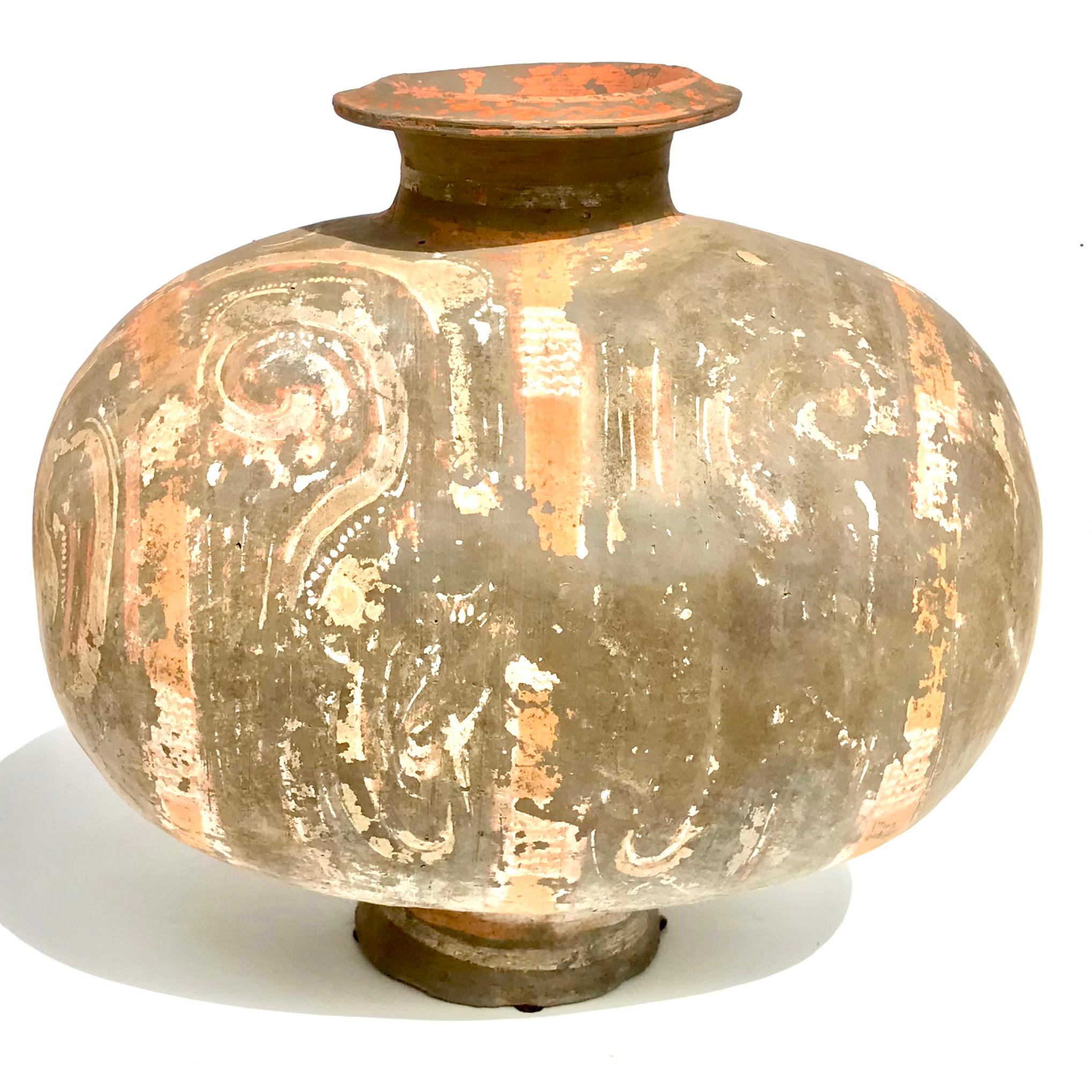 Han Dynasty Earthenware Cocoon Jar In Good Condition For Sale In Dallas, TX