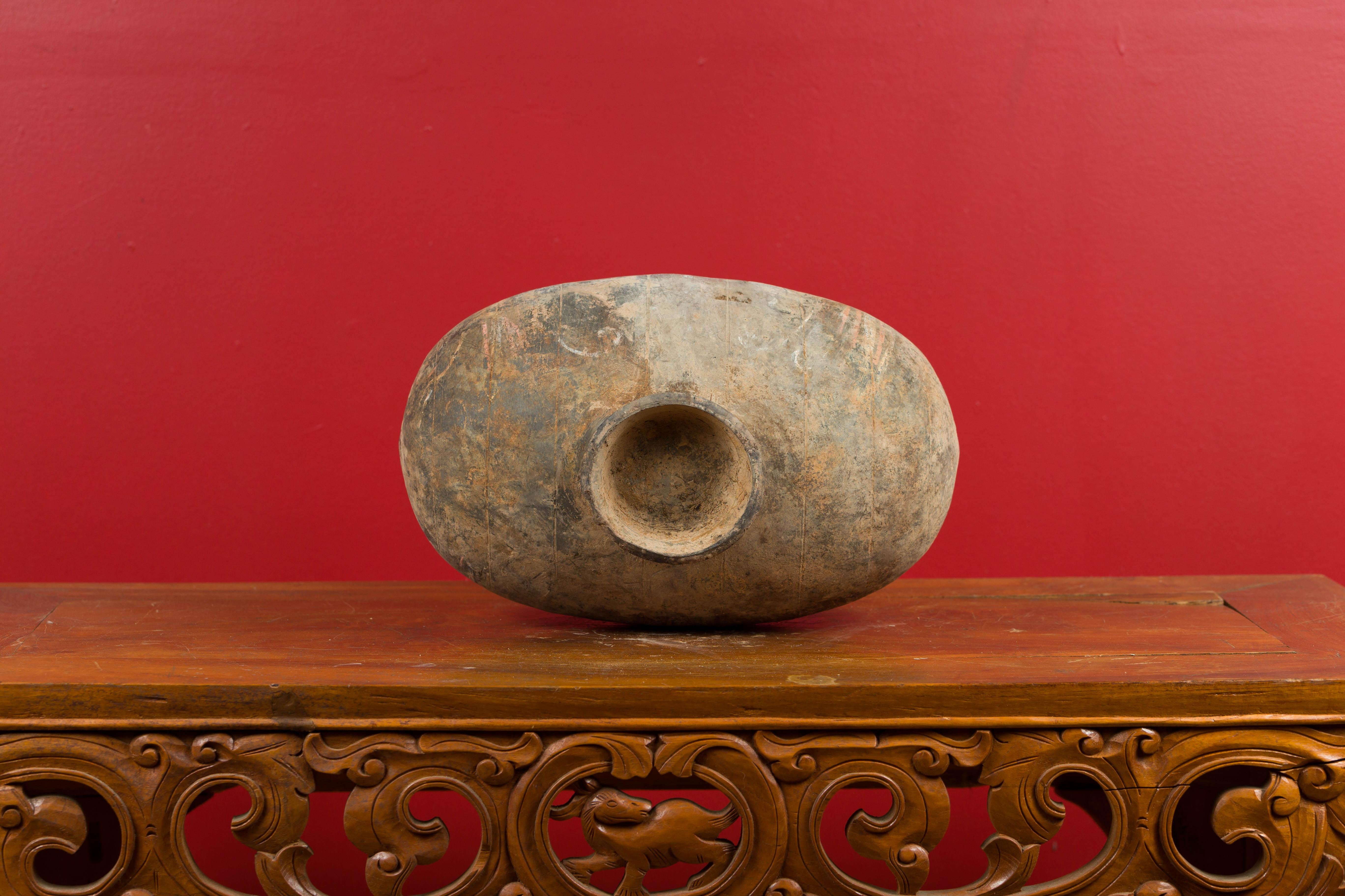 Han Dynasty Earthenware Cocoon Jar with Painted Decor, circa 206 BC-220 AD 11