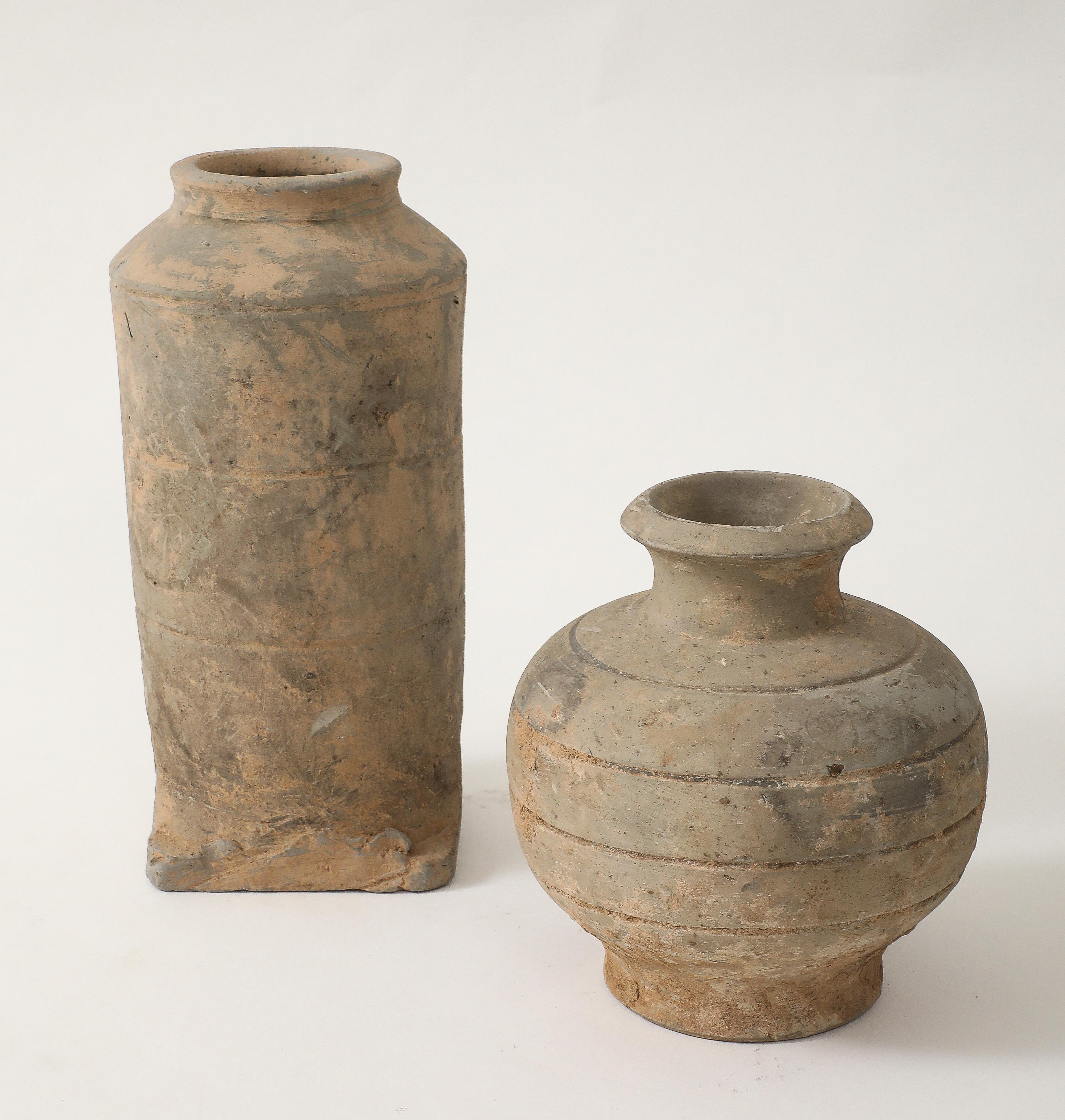 Han Dynasty Earthenware Vase, stamped, export label For Sale 8