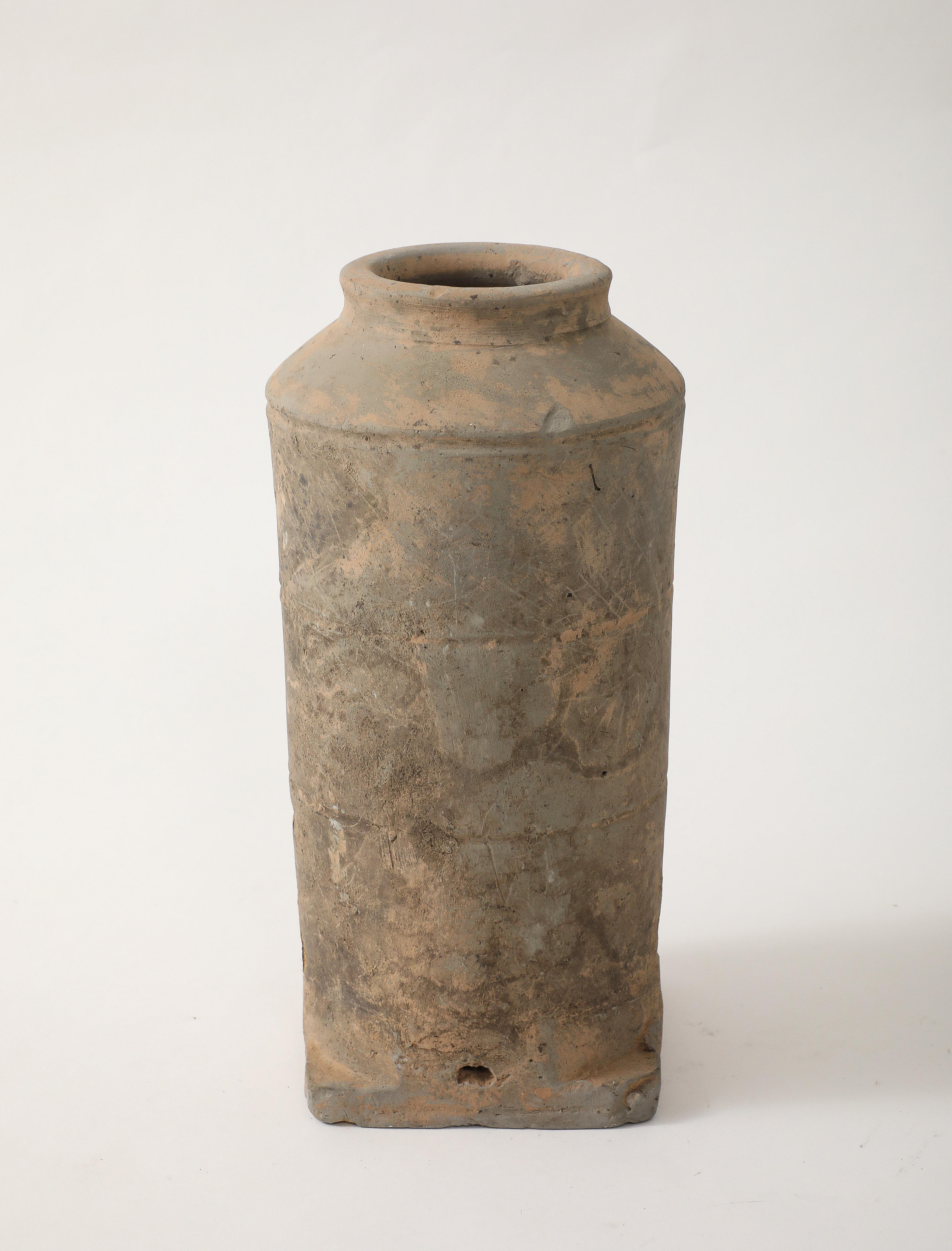 18th Century and Earlier Han Dynasty Earthenware Vase, stamped, export label For Sale