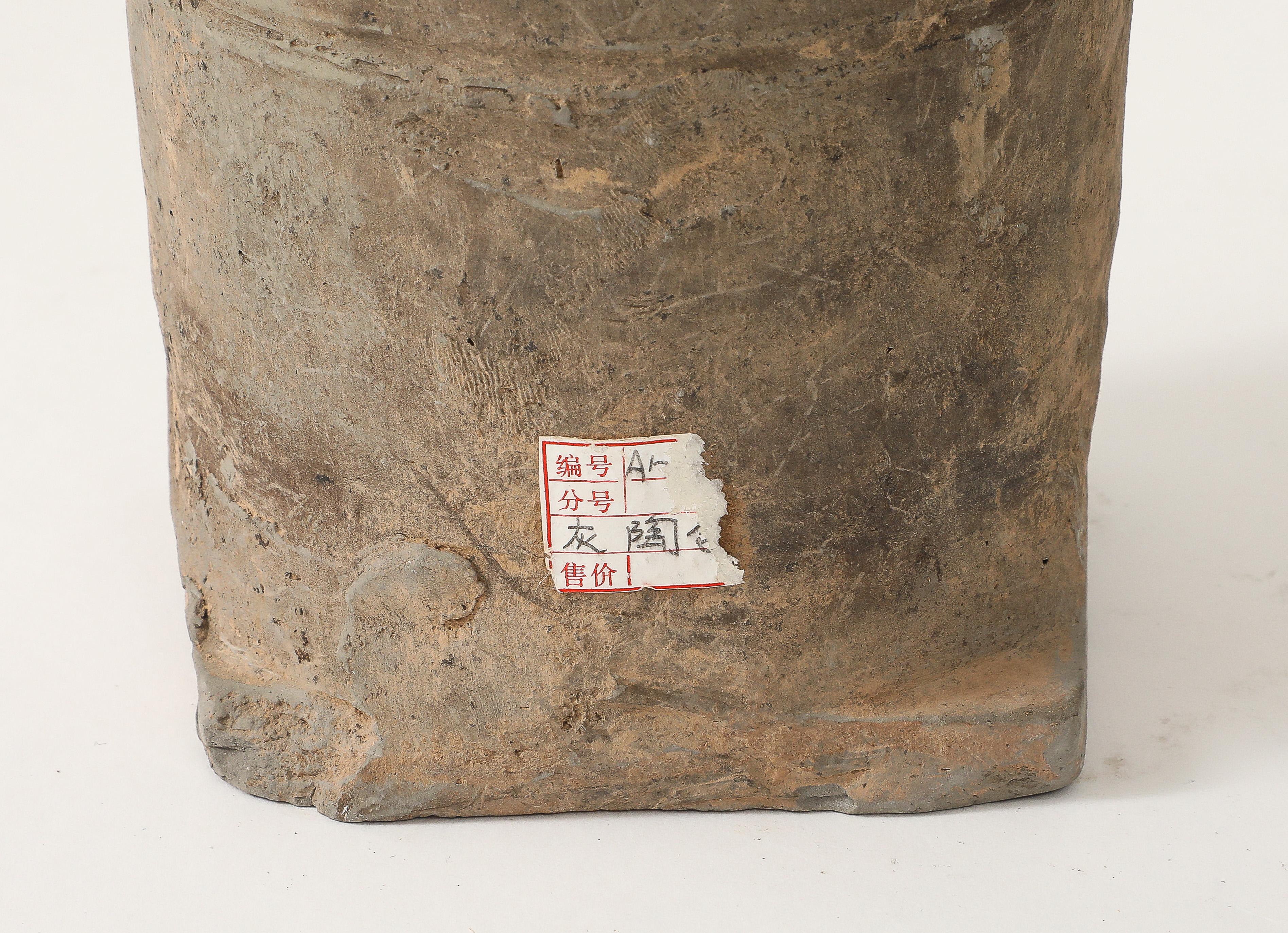 Han Dynasty Earthenware Vase, stamped, export label For Sale 2