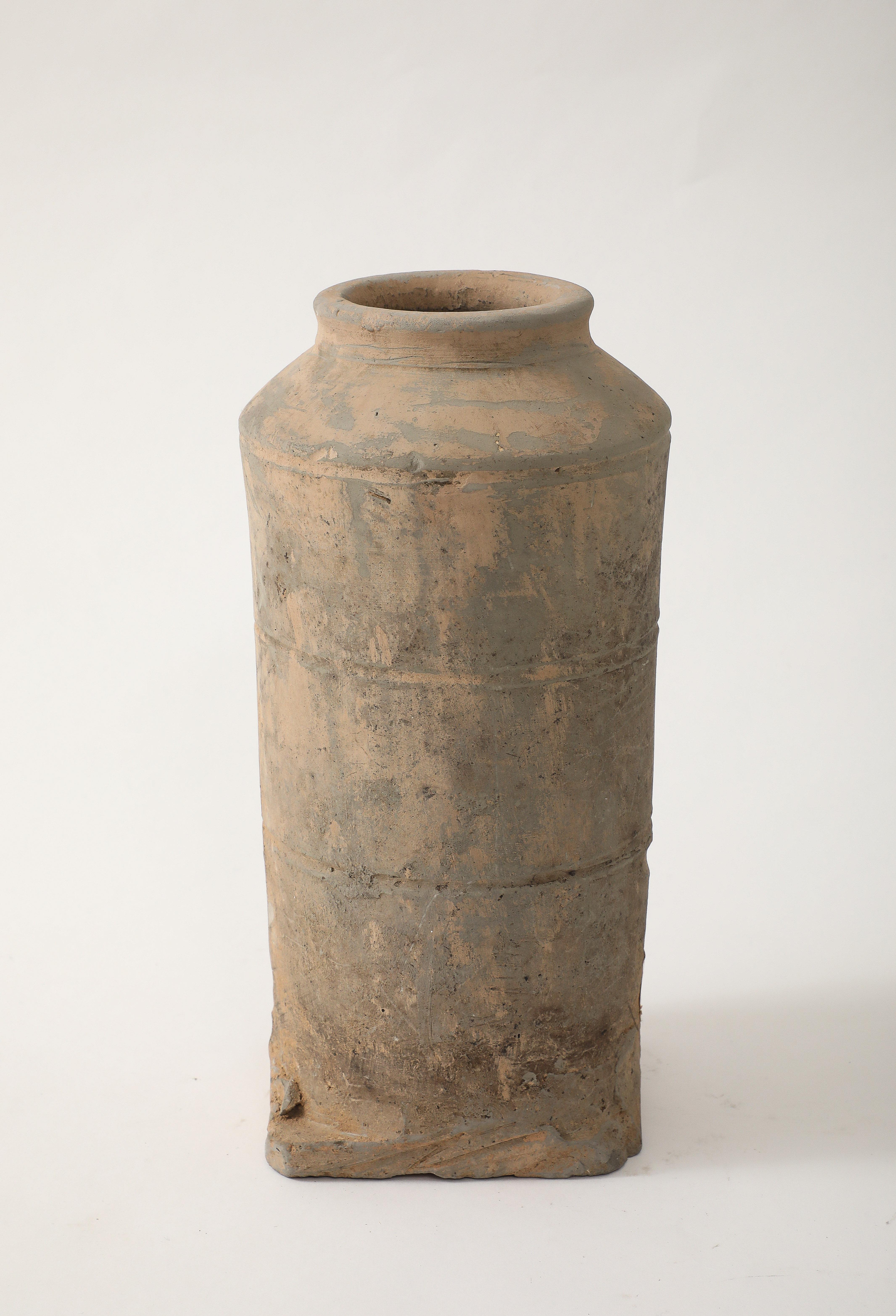 Han Dynasty Earthenware Vase, stamped, export label For Sale 3