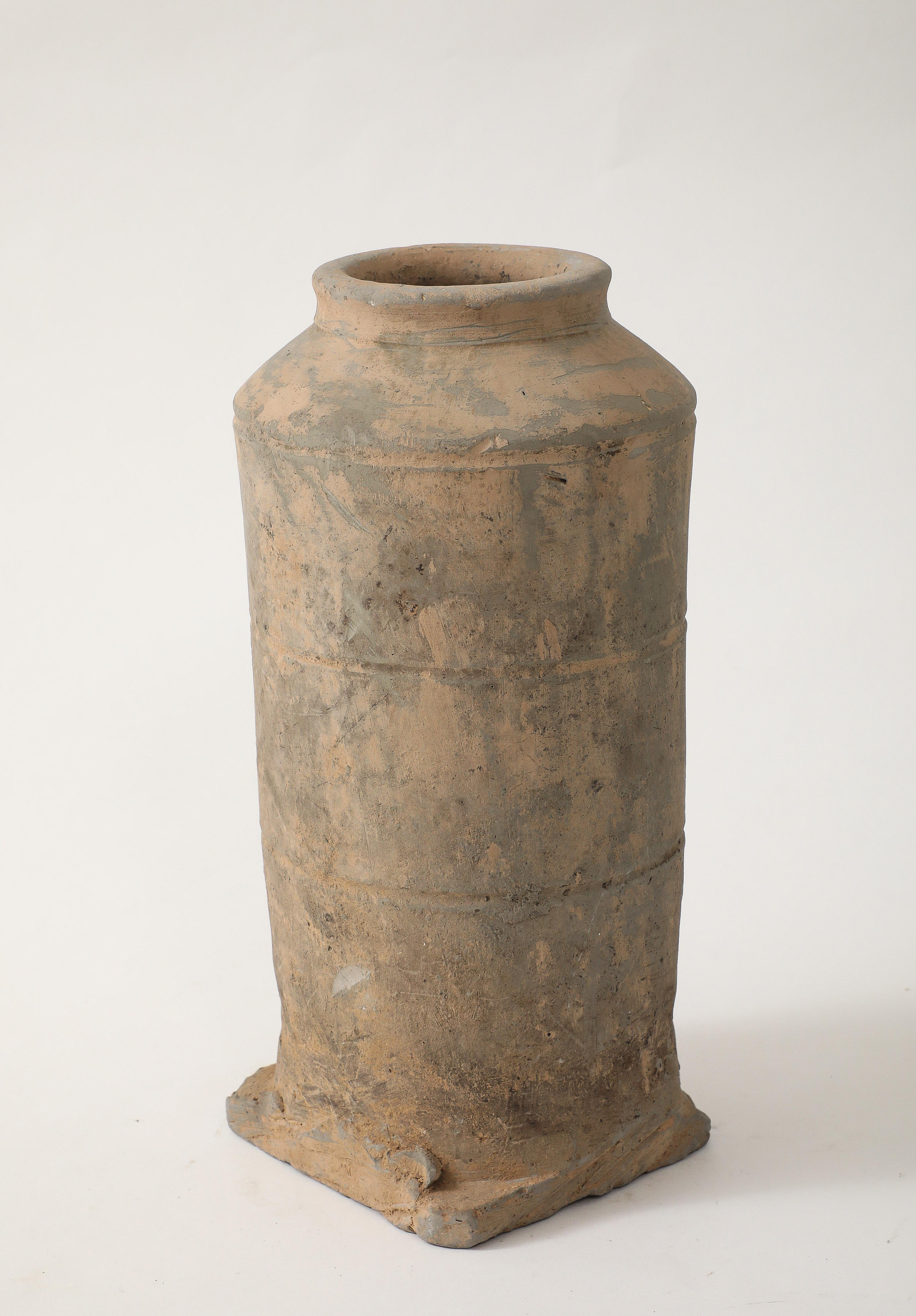 Han Dynasty Earthenware Vase, stamped, export label For Sale 4