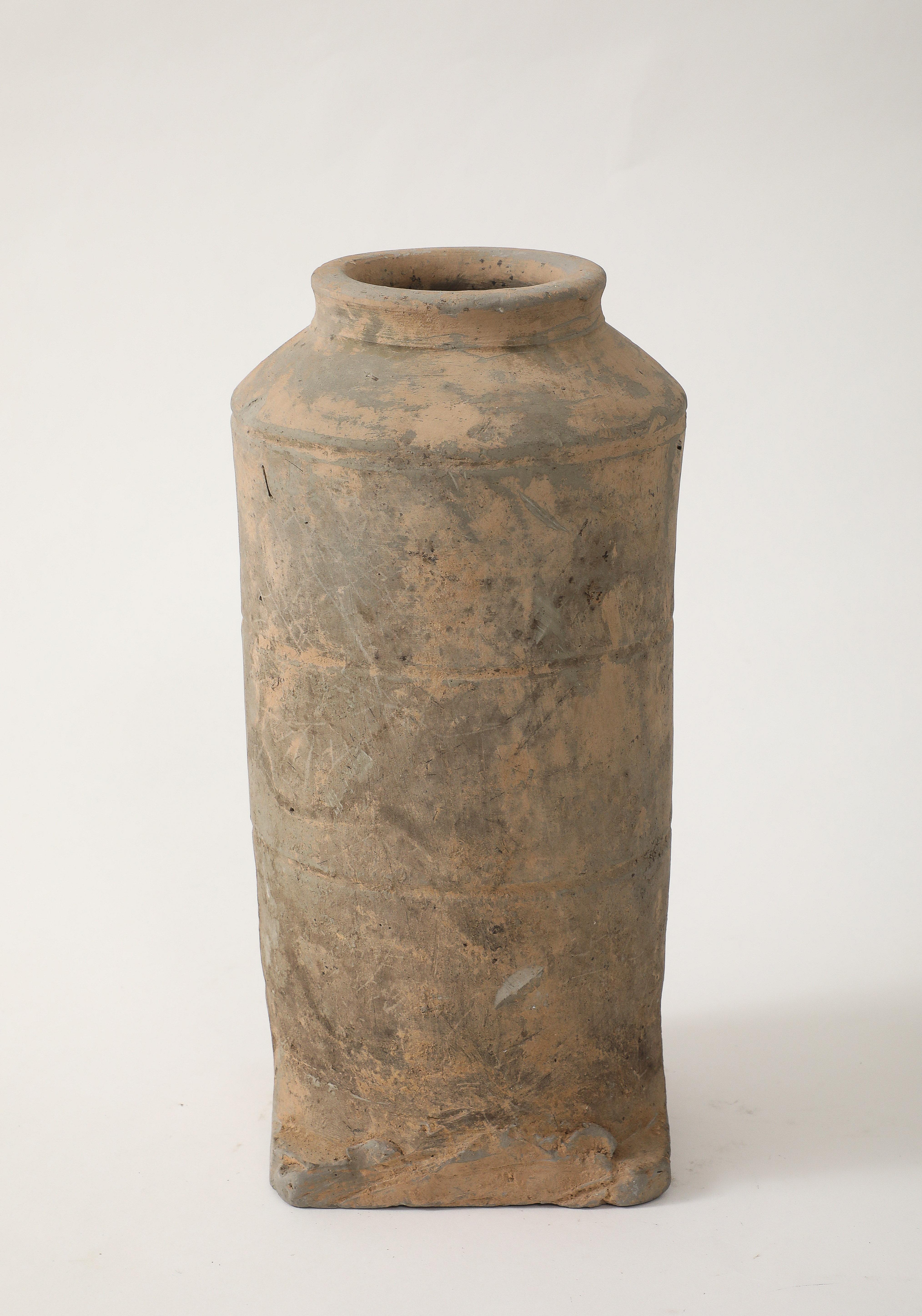 Han Dynasty Earthenware Vase, stamped, export label For Sale 5