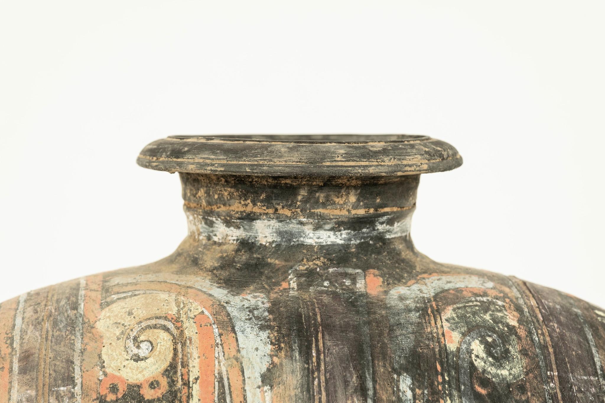 Pottery Han Dynasty Earthware Cocoon Jar Circa 206 BC-220 AD