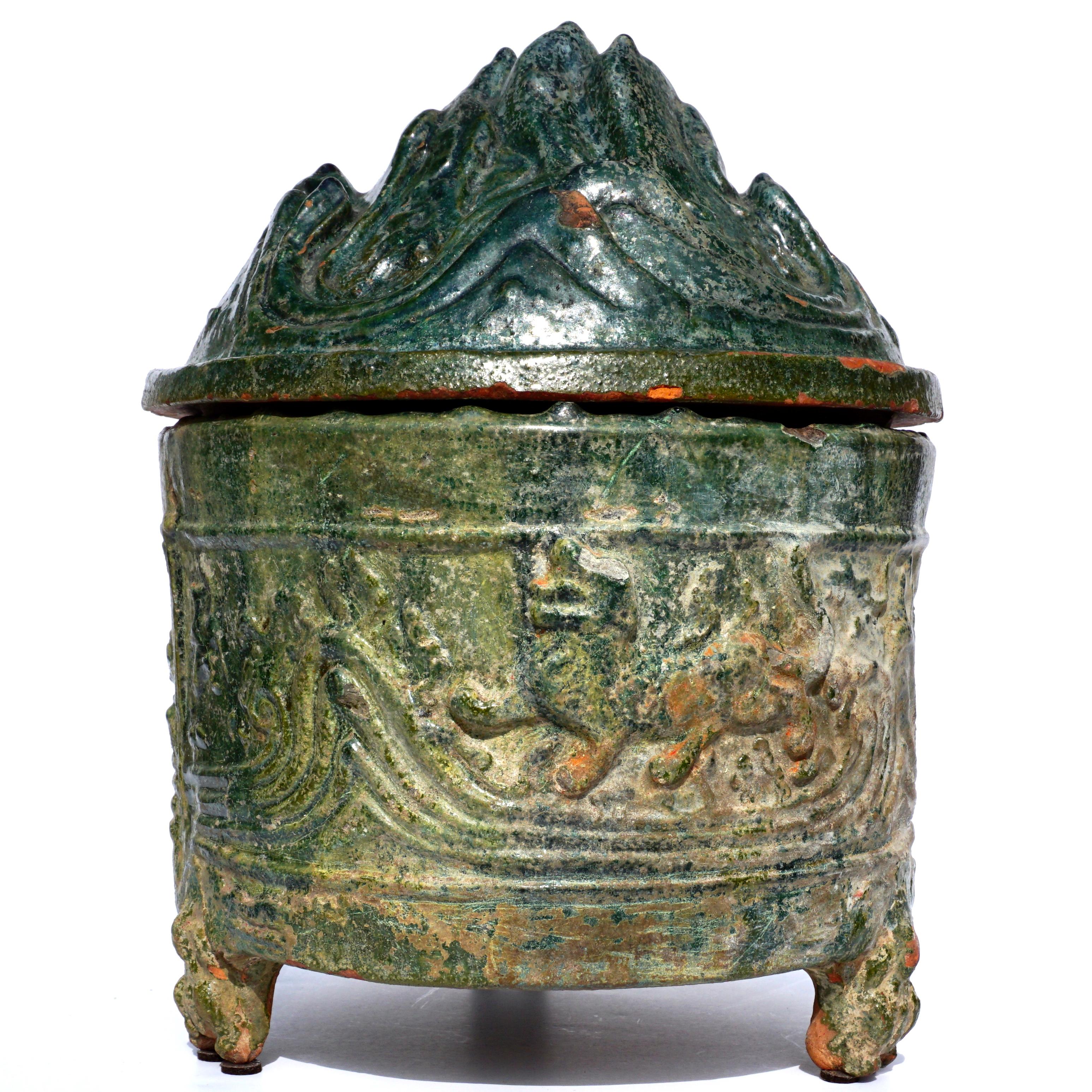 Chinese Han Dynasty Glazed Hill Jar For Sale