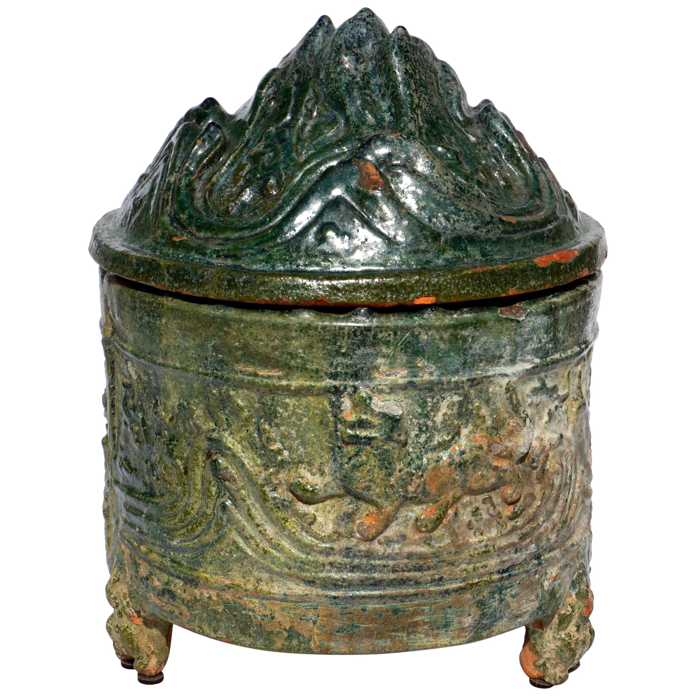 Han Dynasty Glazed Hill Jar For Sale