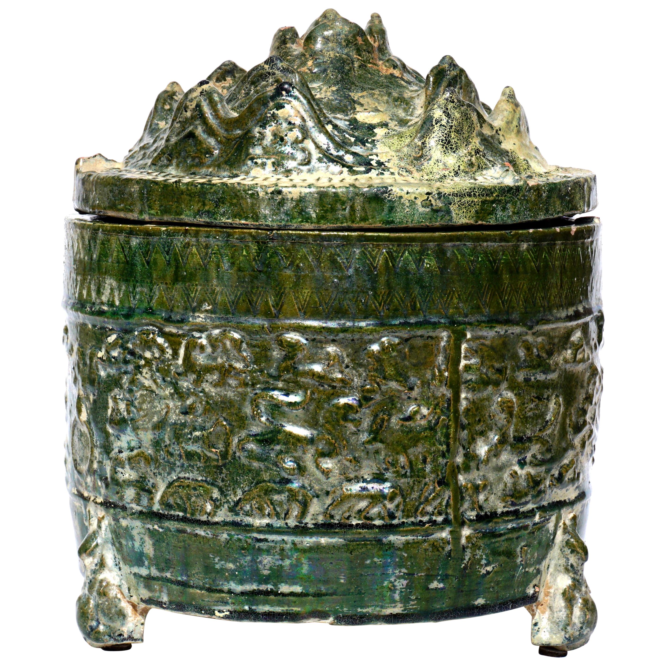 Han Dynasty Glazed Hill Jar For Sale