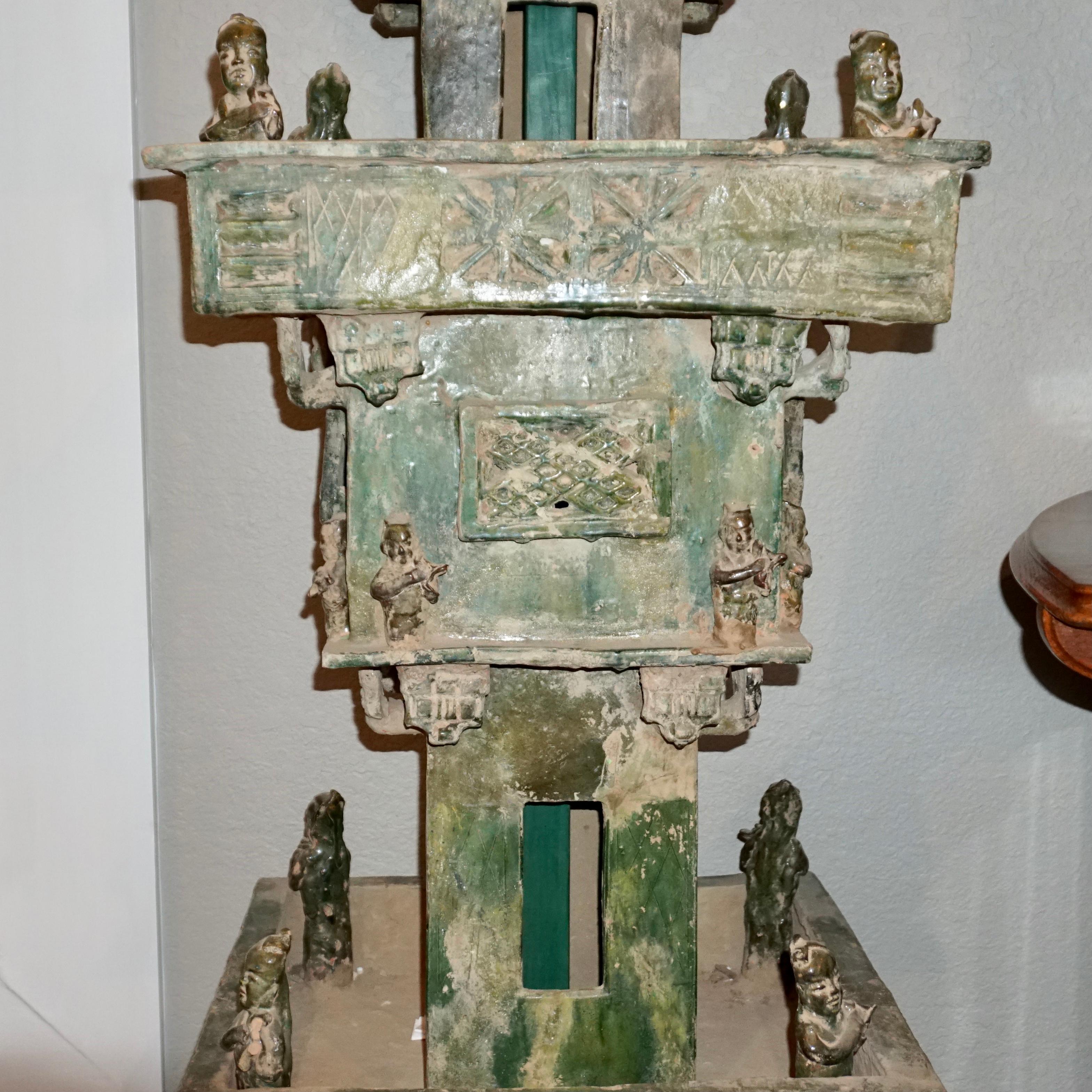 Han Dynasty Green Glazed Archers Watch Tower Oxford TL Tested In Good Condition For Sale In Dallas, TX