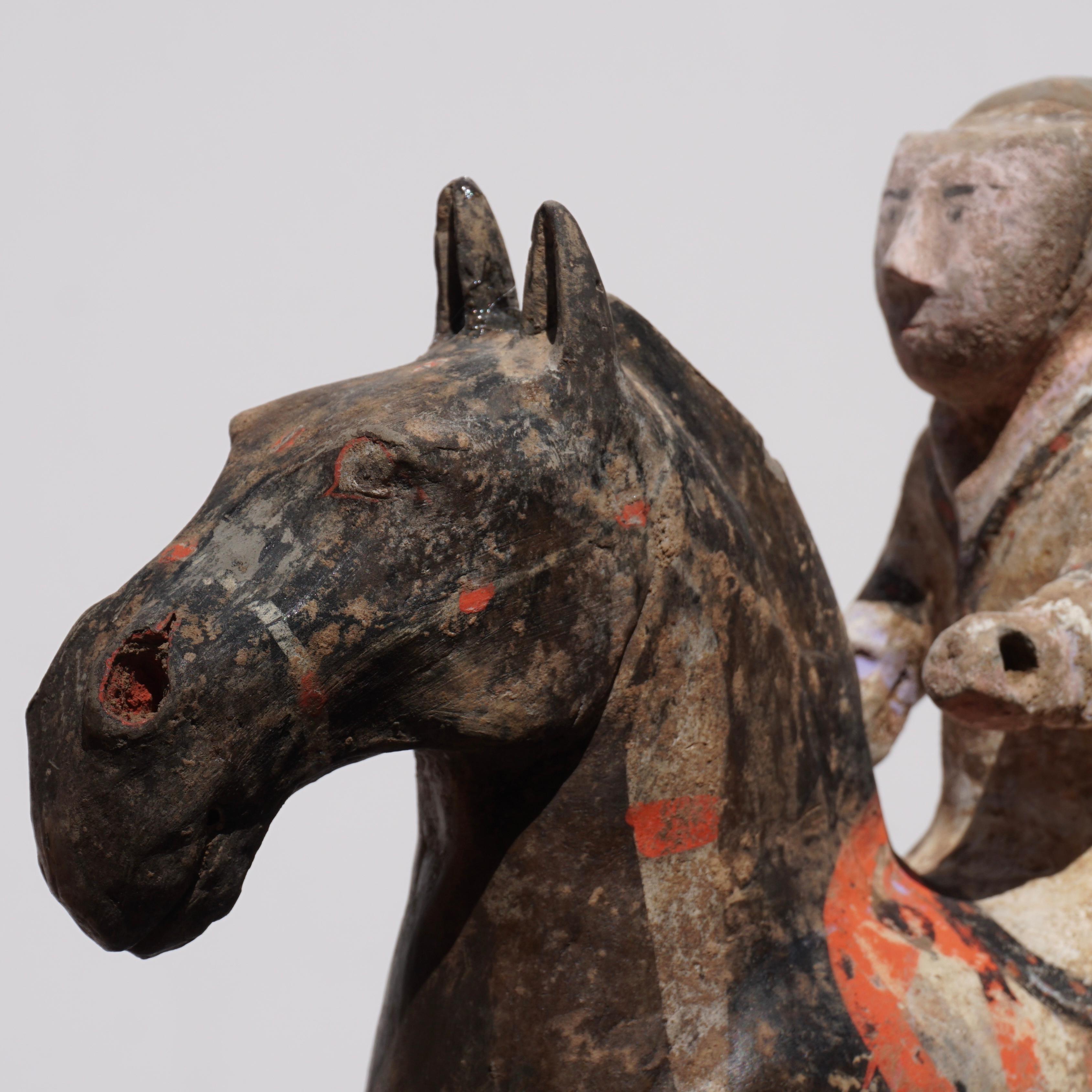 18th Century and Earlier Han Dynasty Grey Pottery Horse and Rider, '206 BC-220 AD', TL Test
