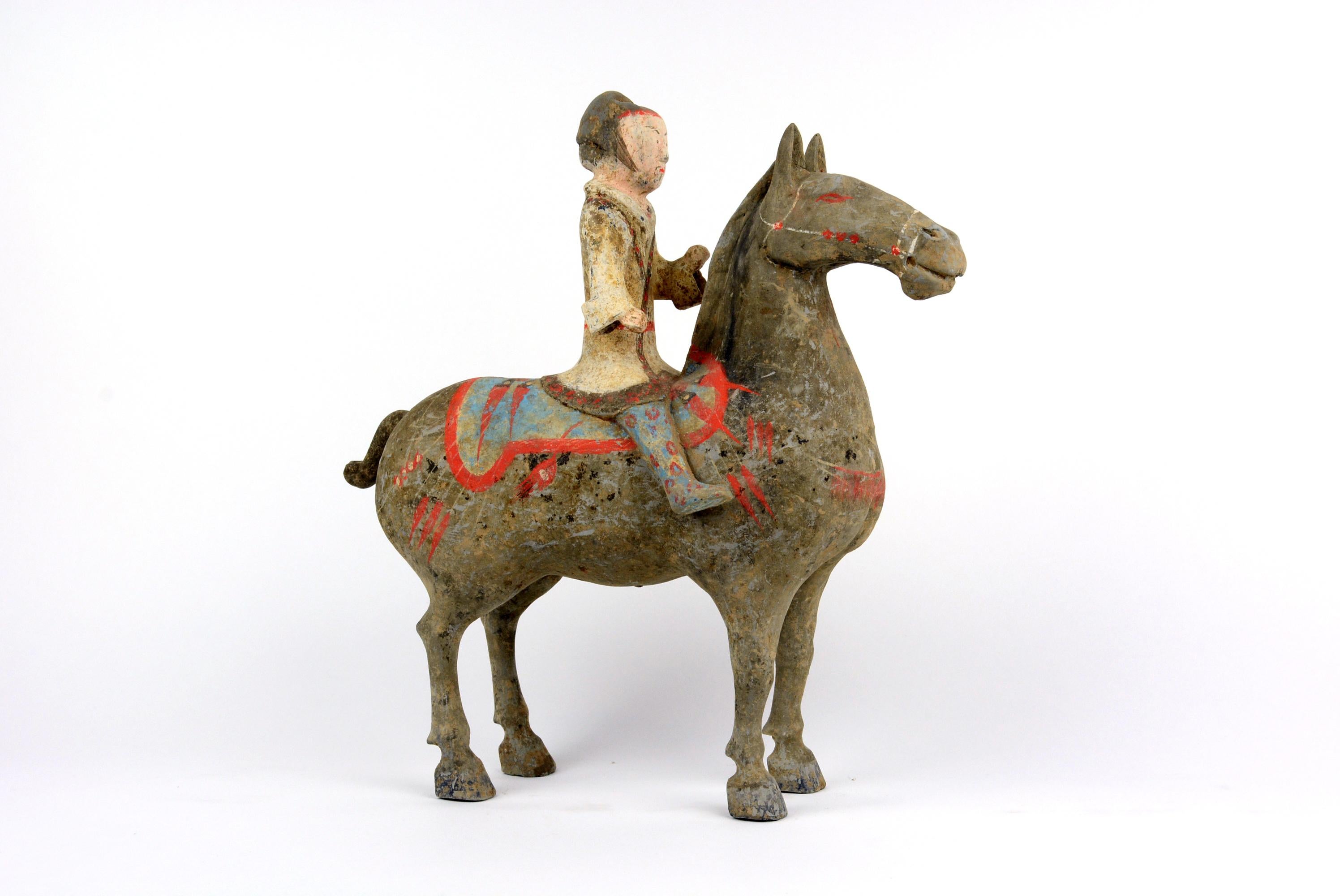 Chinese Han Dynasty Horse and Rider For Sale