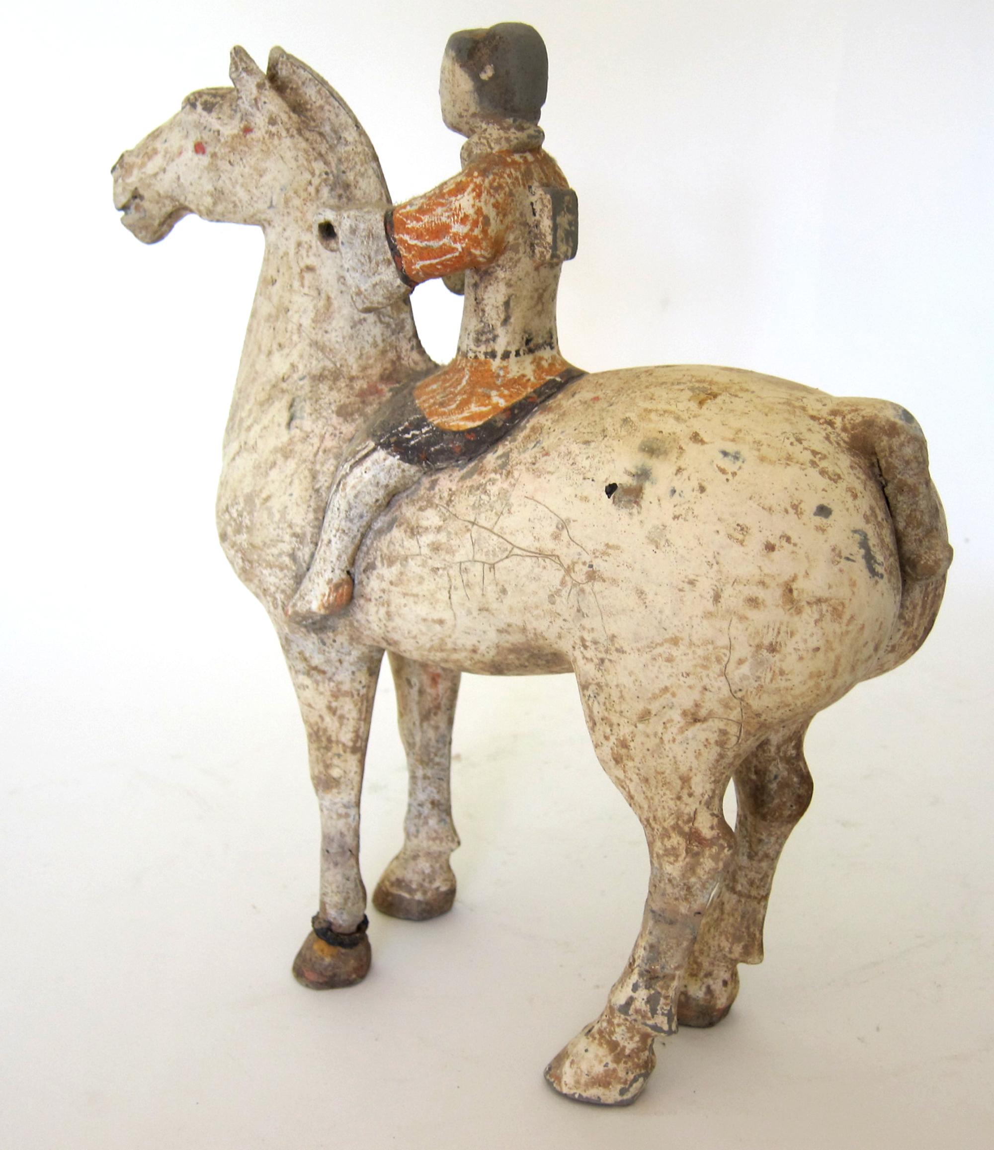 Chinese Han Dynasty Horse and Rider TL Tested For Sale