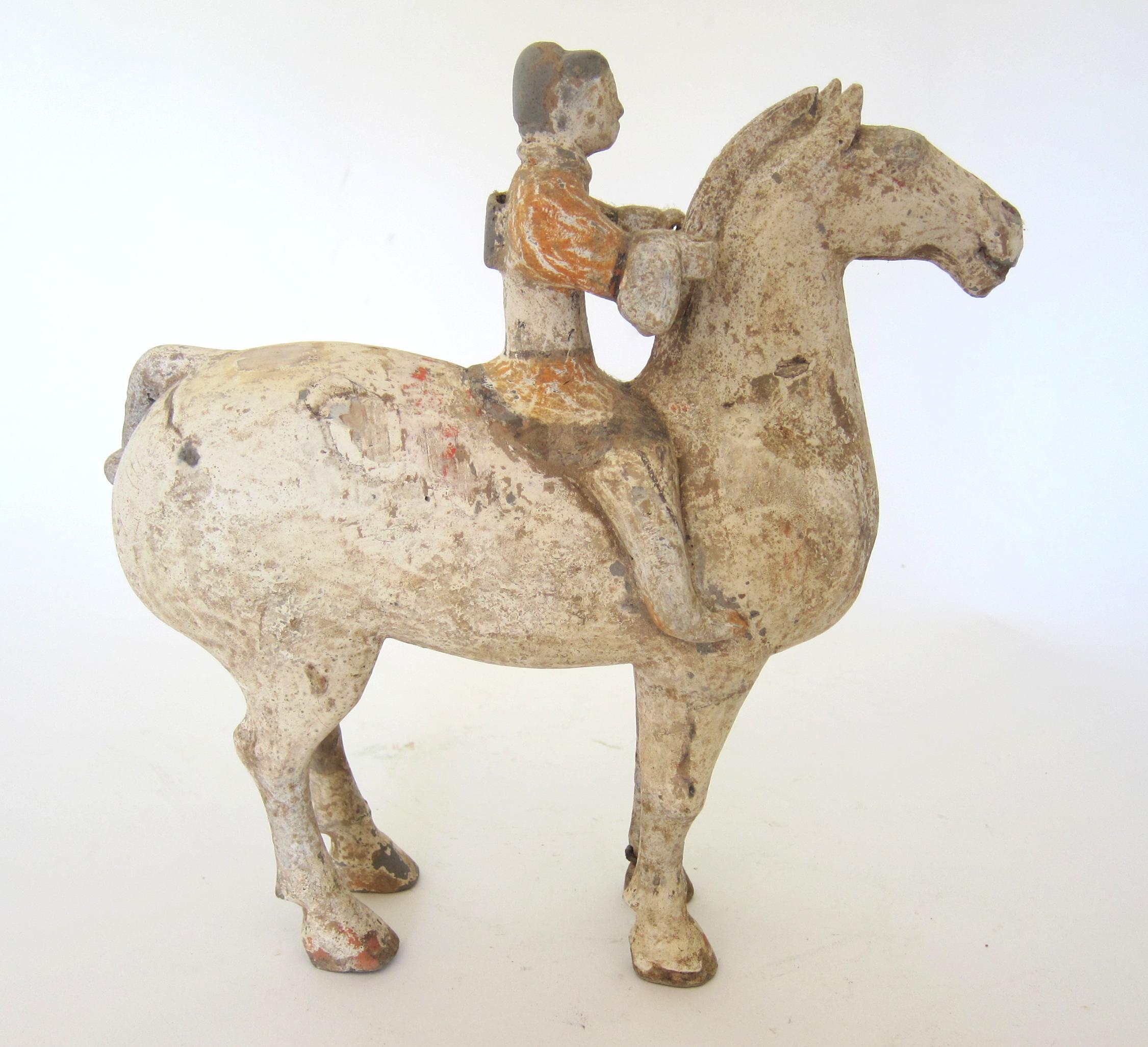 Hand-Crafted Han Dynasty Horse and Rider TL Tested For Sale