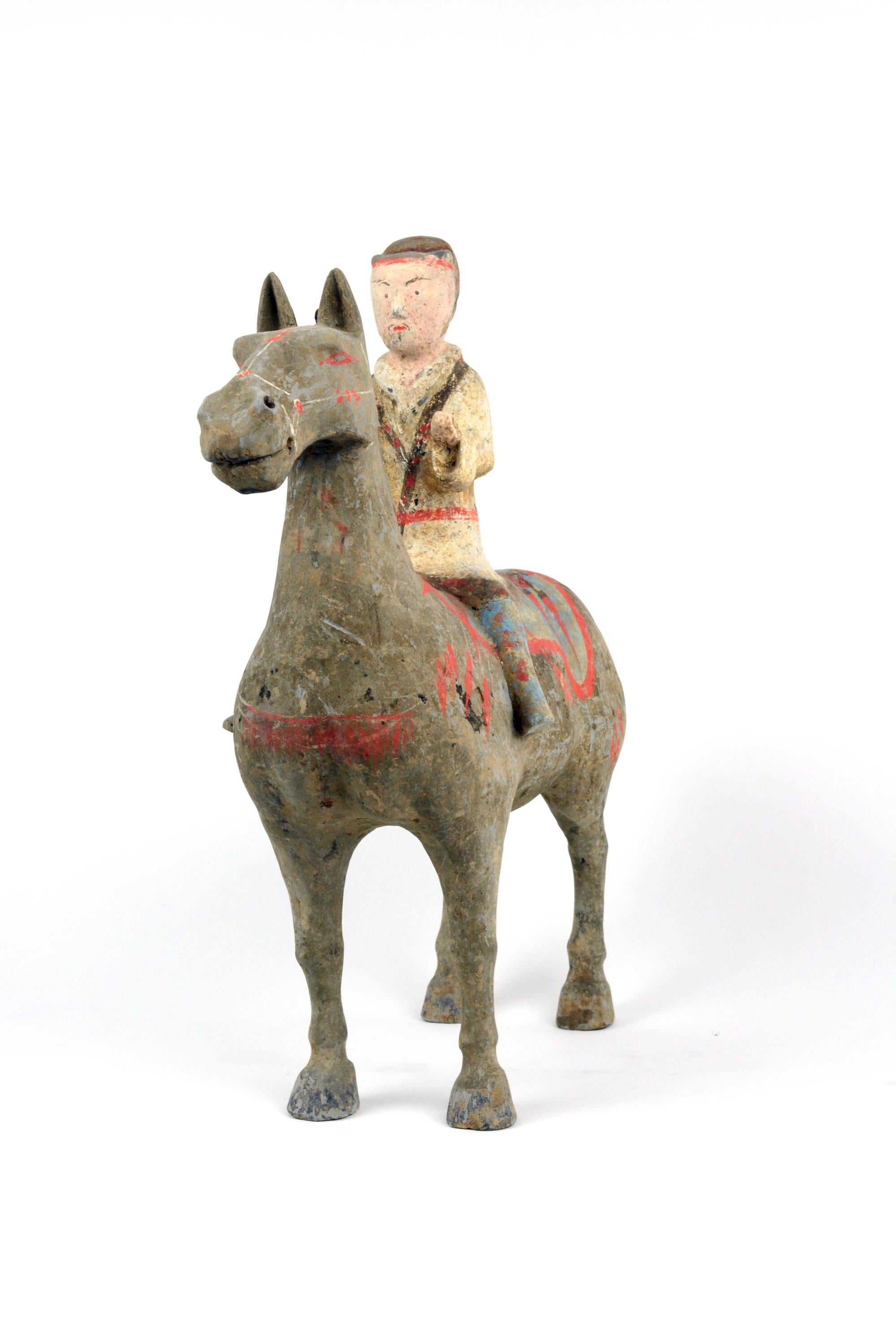 18th Century and Earlier Han Dynasty Horse and Rider For Sale