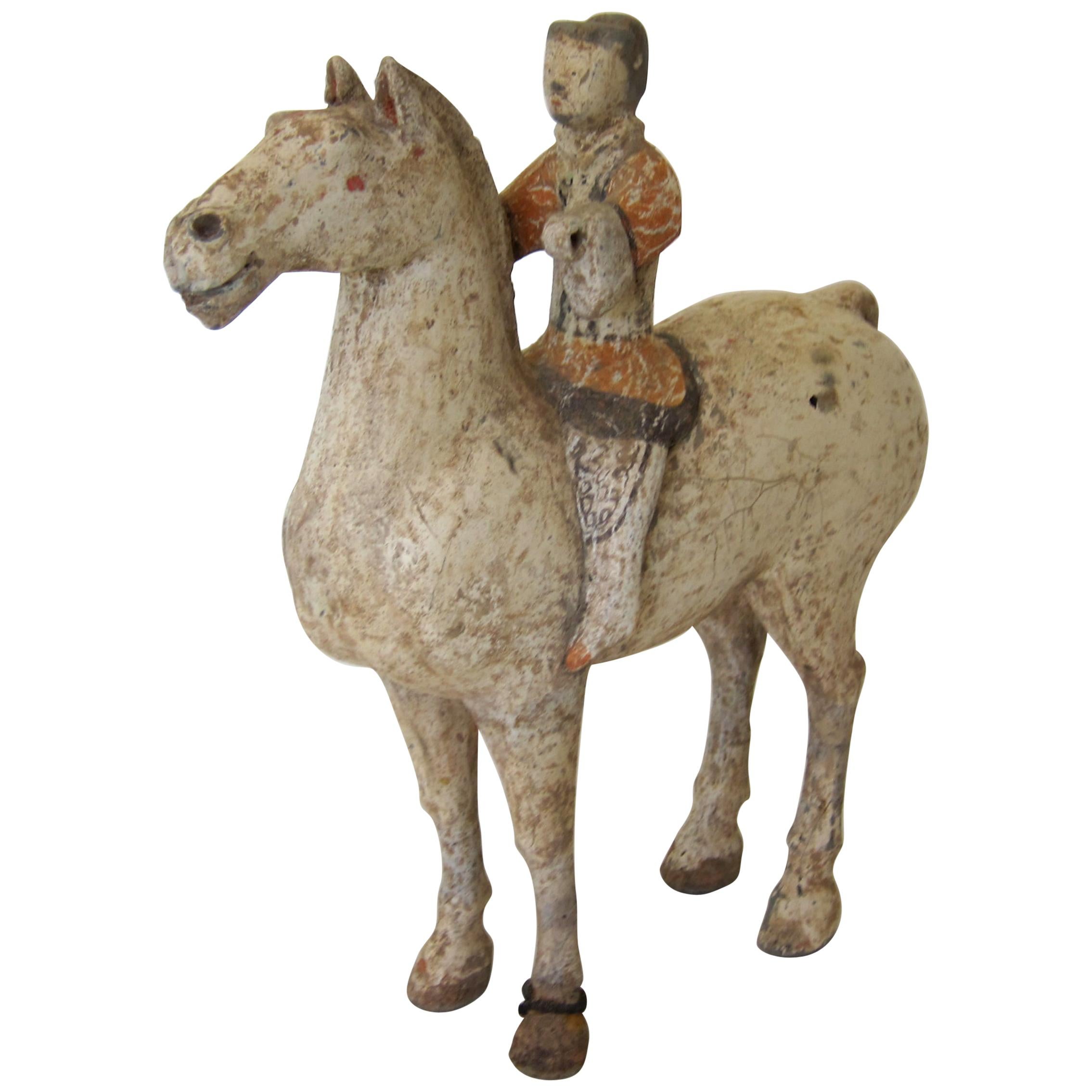 Han Dynasty Horse and Rider TL Tested For Sale