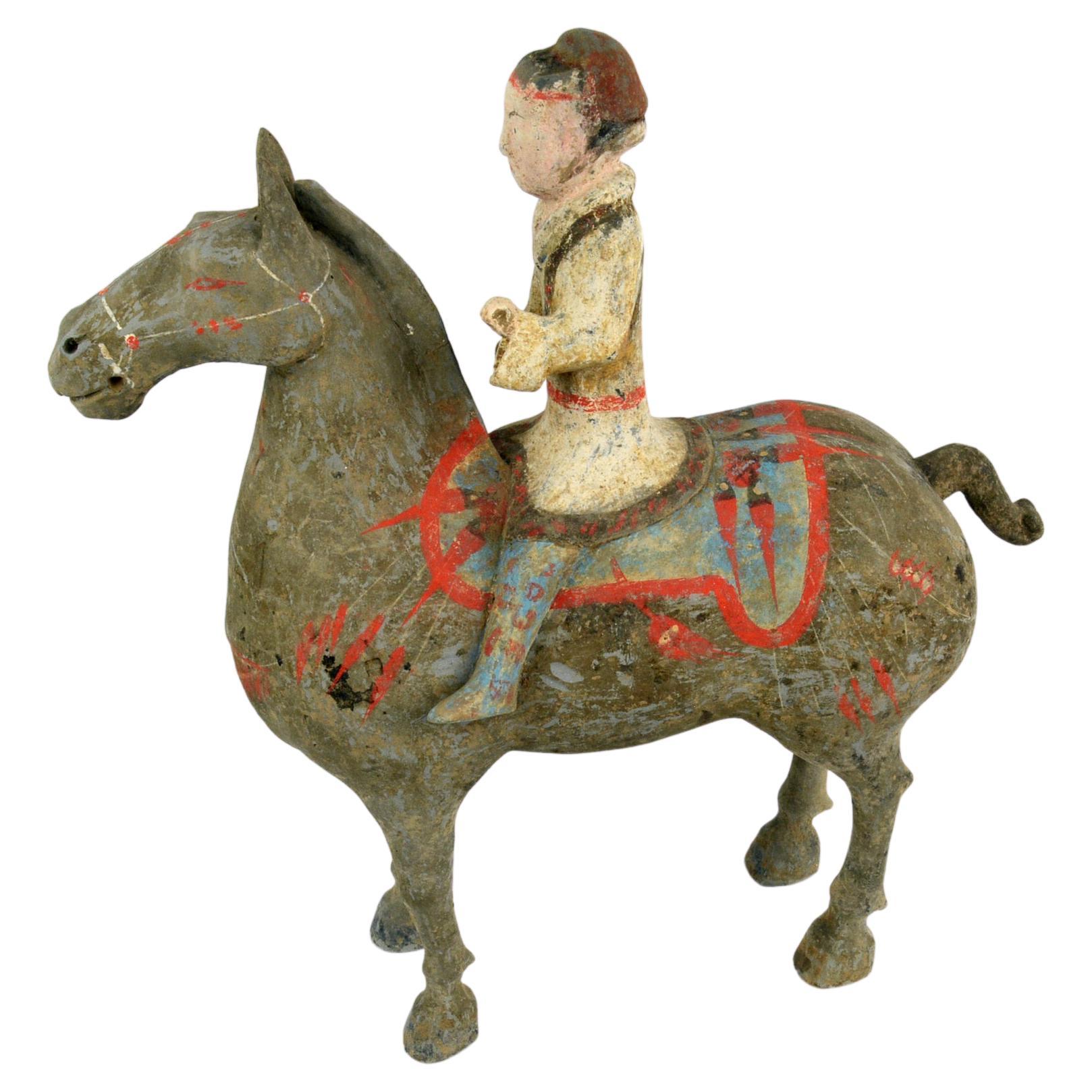 Pferd und Reiter aus der Han-Dynastie im Angebot
