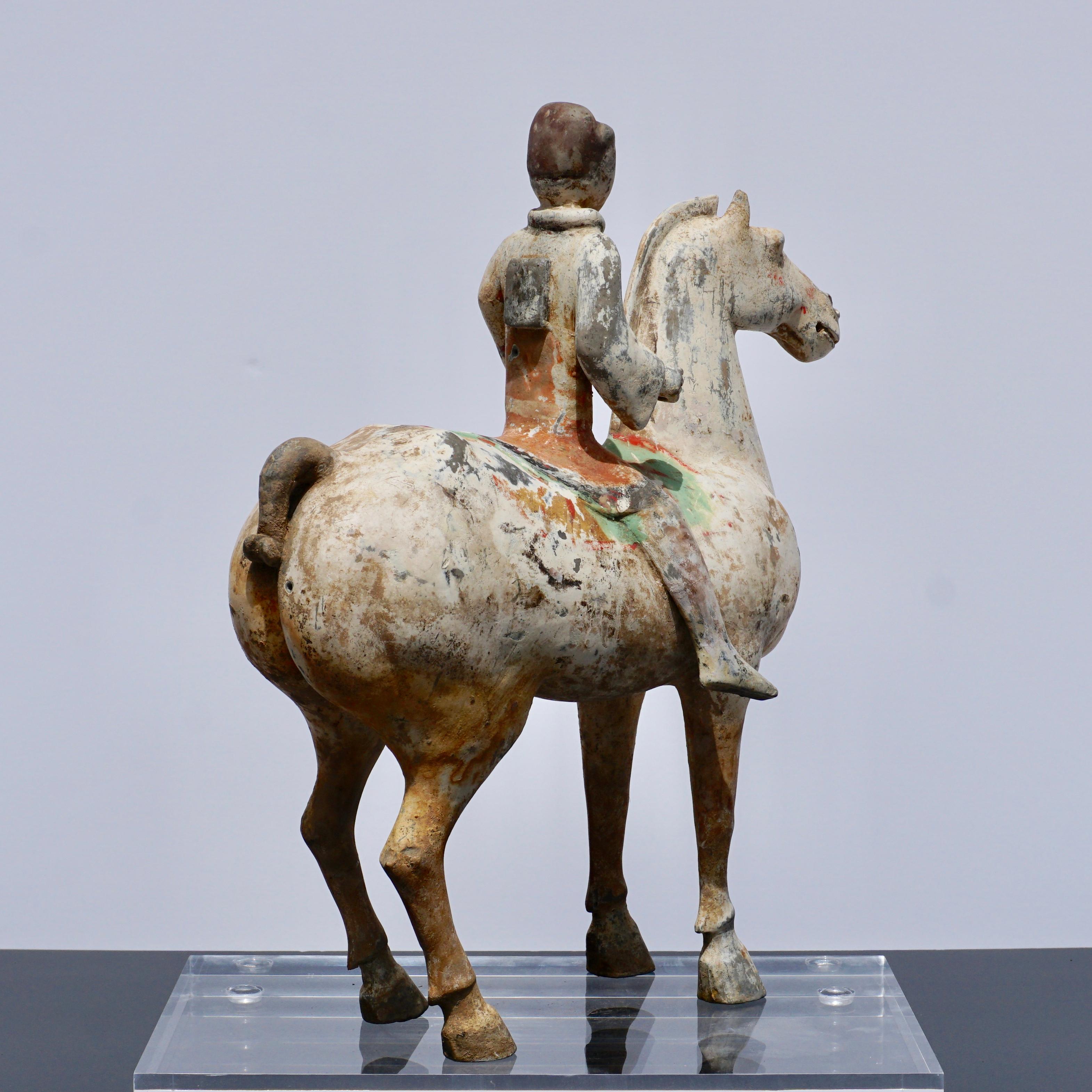 18th Century and Earlier Han Dynasty Horse and Rider Terracotta, 206 BC-220 AD