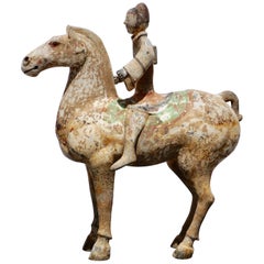 Cavallo e cavaliere in terracotta della dinastia Han, 206 a.C.-220 d.C.