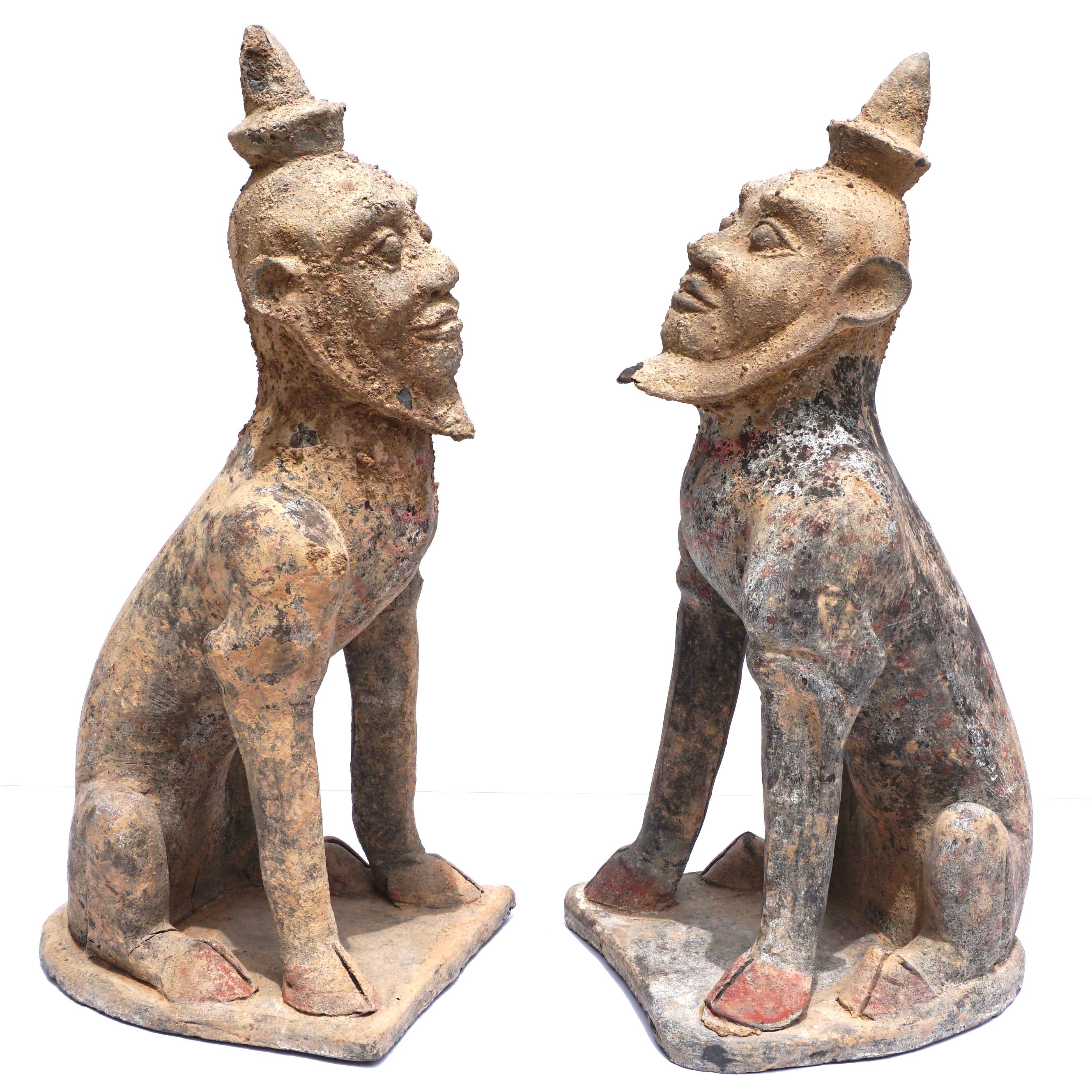 Han Tang Dynasty Mingqi Guardiani della Tomba dello Spirito della Terra TL Testato in vendita