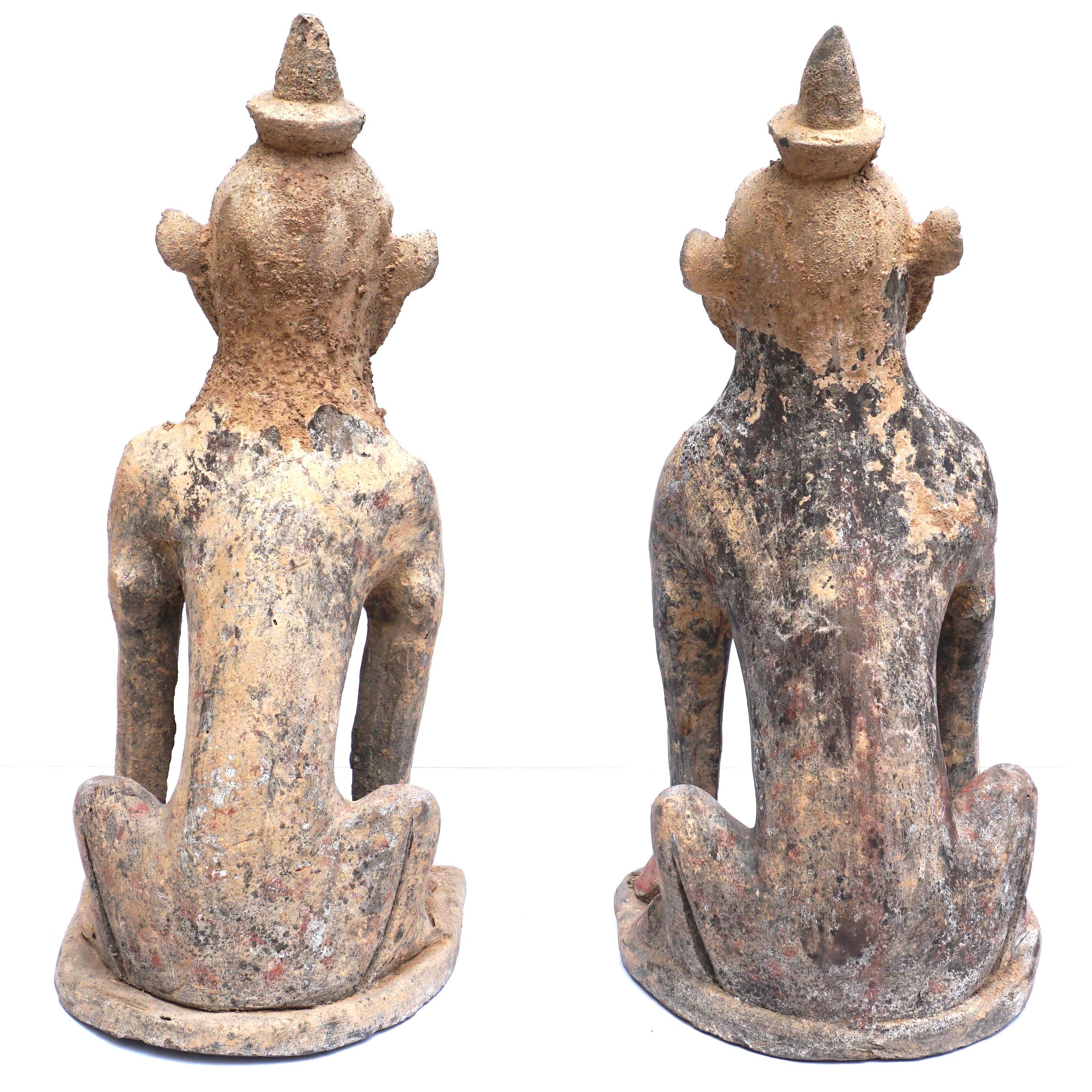 Han Tang Dynasty Mingqi Earth Spirit Tomb Guardians For Sale