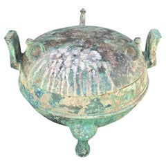 Chinese Han Dynasty Patinated  Bronze Covered Bowl Provenance: Axel Vervoordt