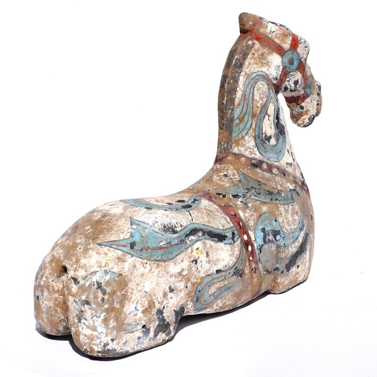 18th Century and Earlier Han Dynasty Polychromed Pottery Horse For Sale