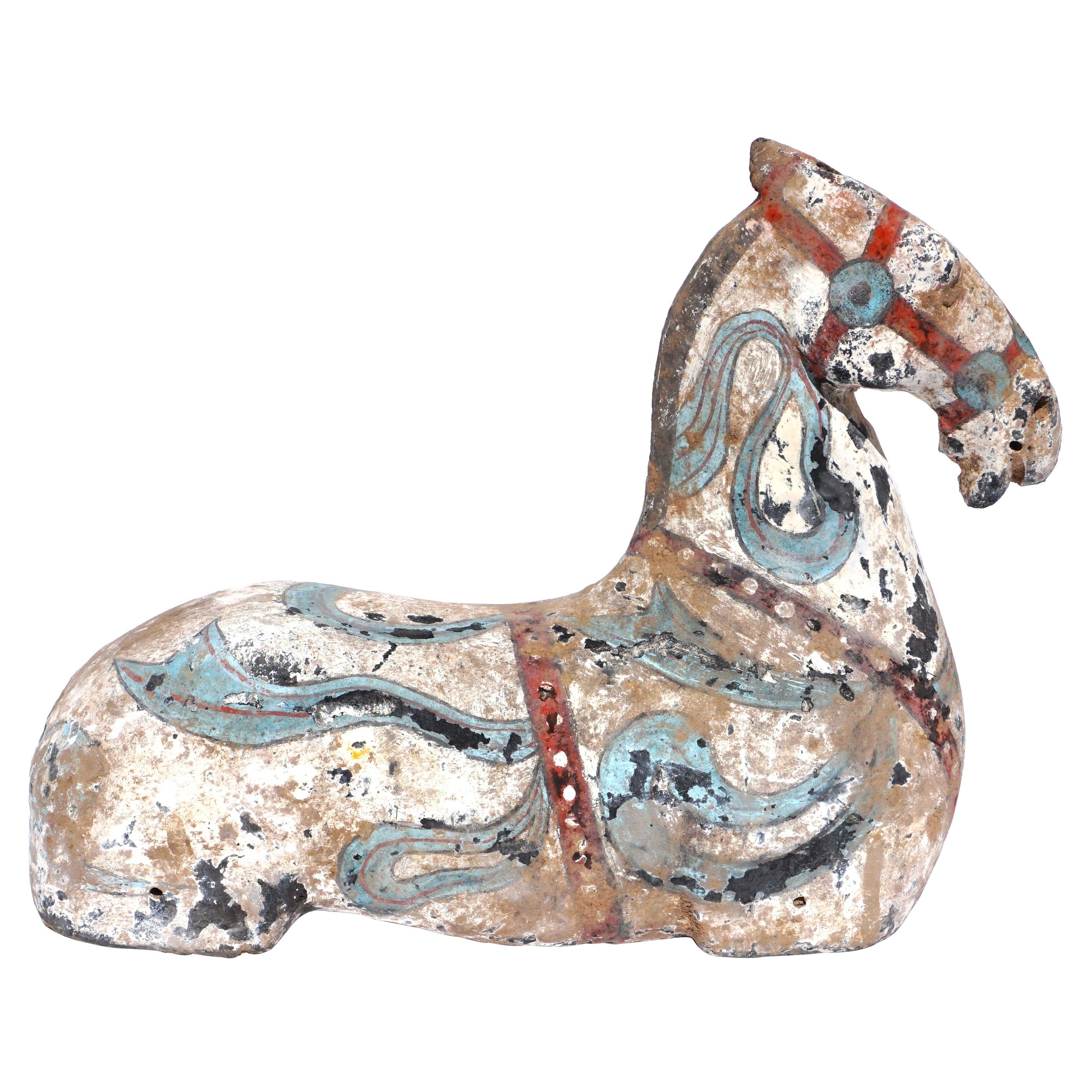 Han Dynasty Polychromed Pottery Horse