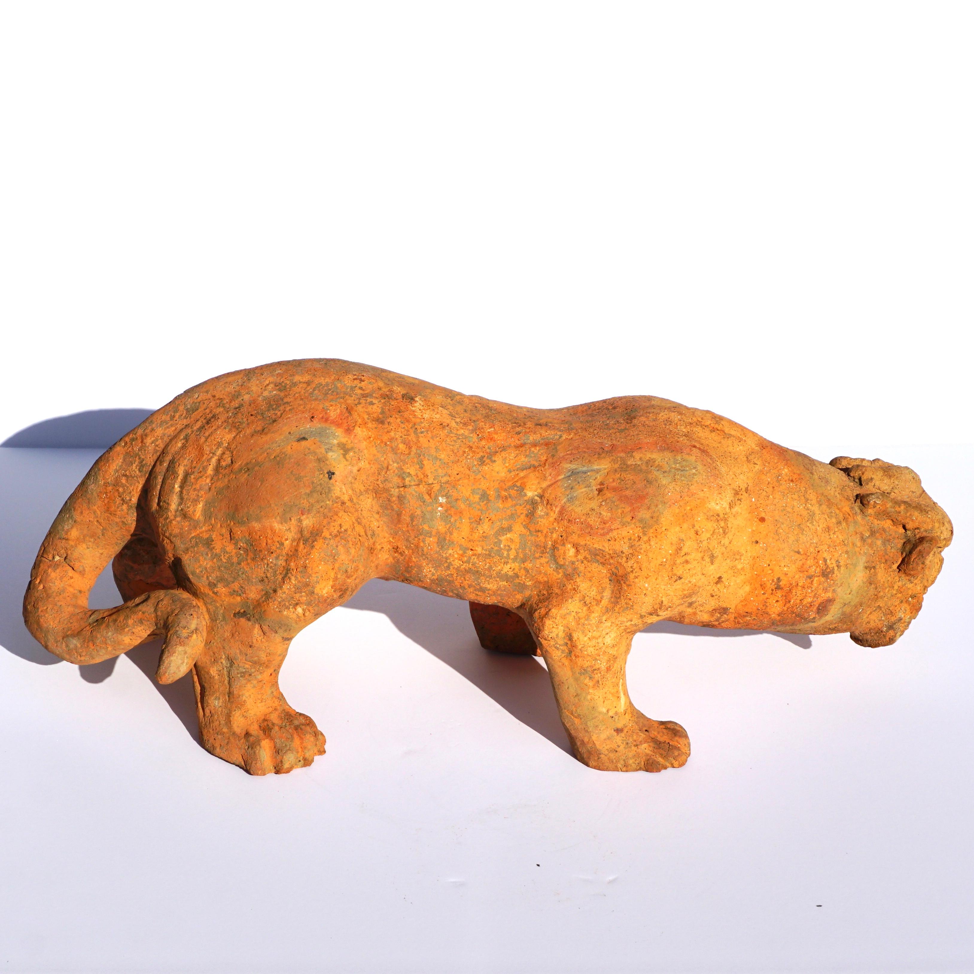 18th Century and Earlier Han Dynasty Pottery Sculpture of a Winged Lion Bixie Mythical Beast TL Tested For Sale