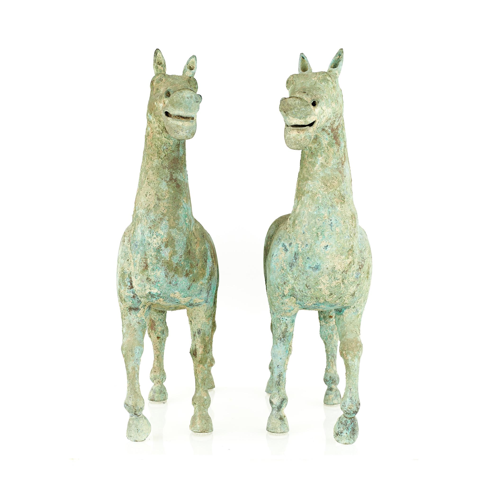 Han Dynasty style mid century Terracotta Horse - pair

Each figurine measures: 7 wide x 23 deep x 24 inches high

We take our photos in a controlled lighting studio to show as much detail as possible. We do not photoshop out blemishes. 

We