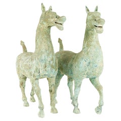 Han Dynasty Style Mid Century Terracotta Horse, Pair