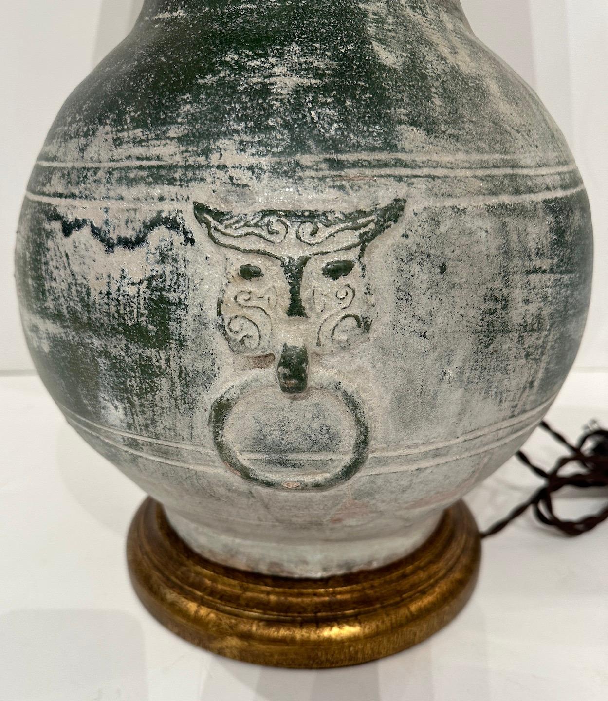 Gilt Han Dynasty Style Vase as Lamp For Sale