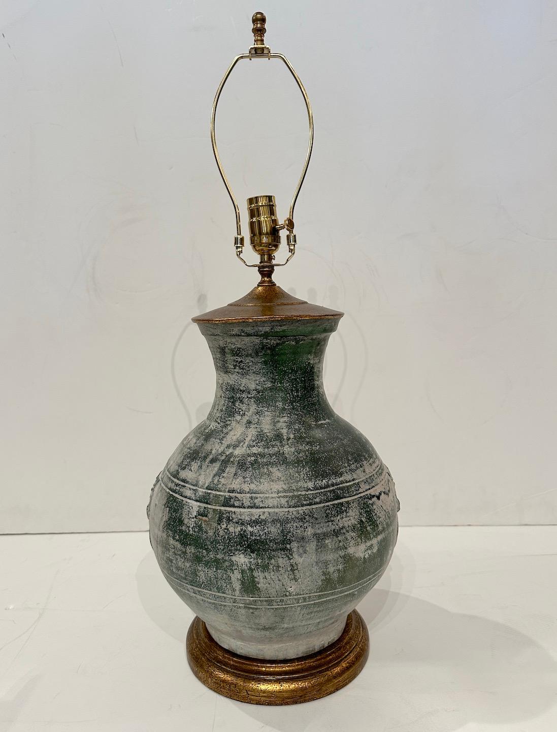 Han Dynasty Style Vase as Lamp In Good Condition For Sale In Newport Beach, CA
